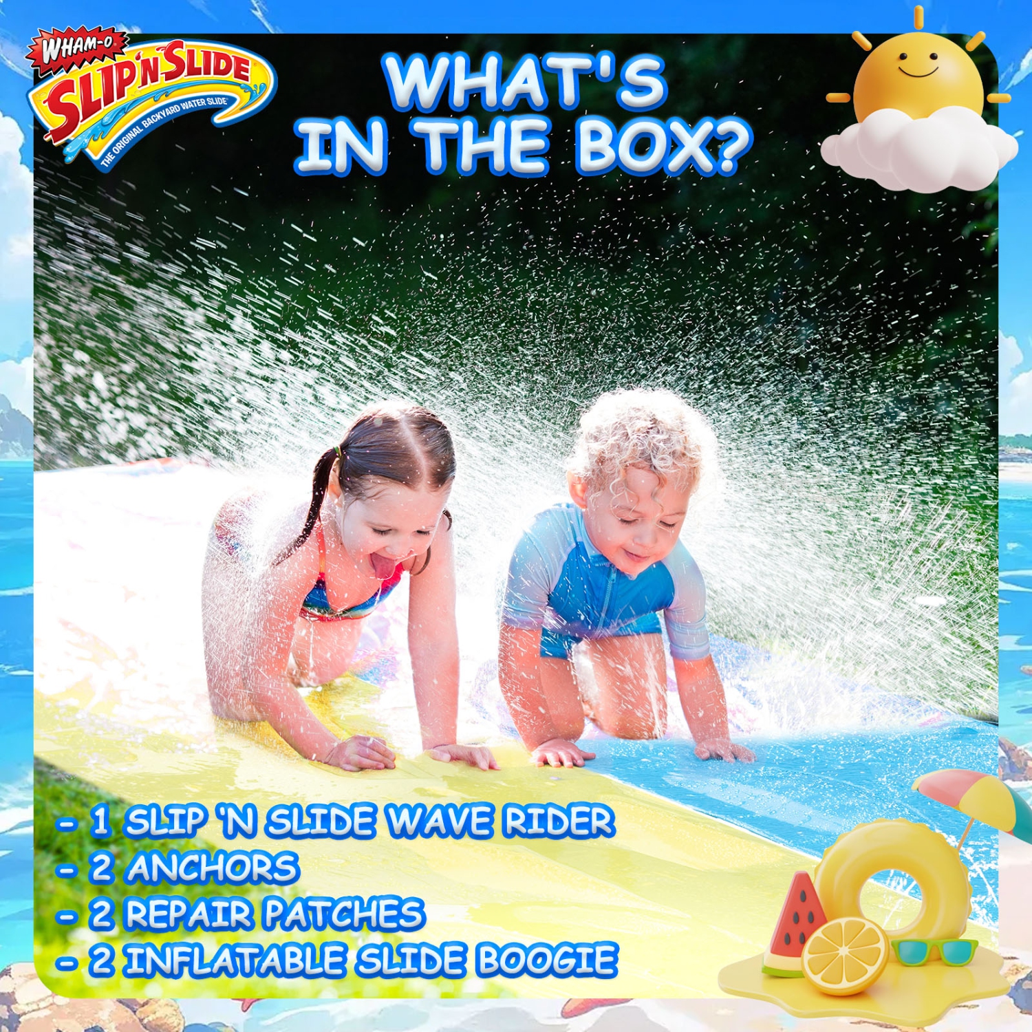 18&nbsp;pi à double vague avec botte Slip N Slide de WHAM-O, pour enfants 5-12 ans Jouets d'été faciles à installer