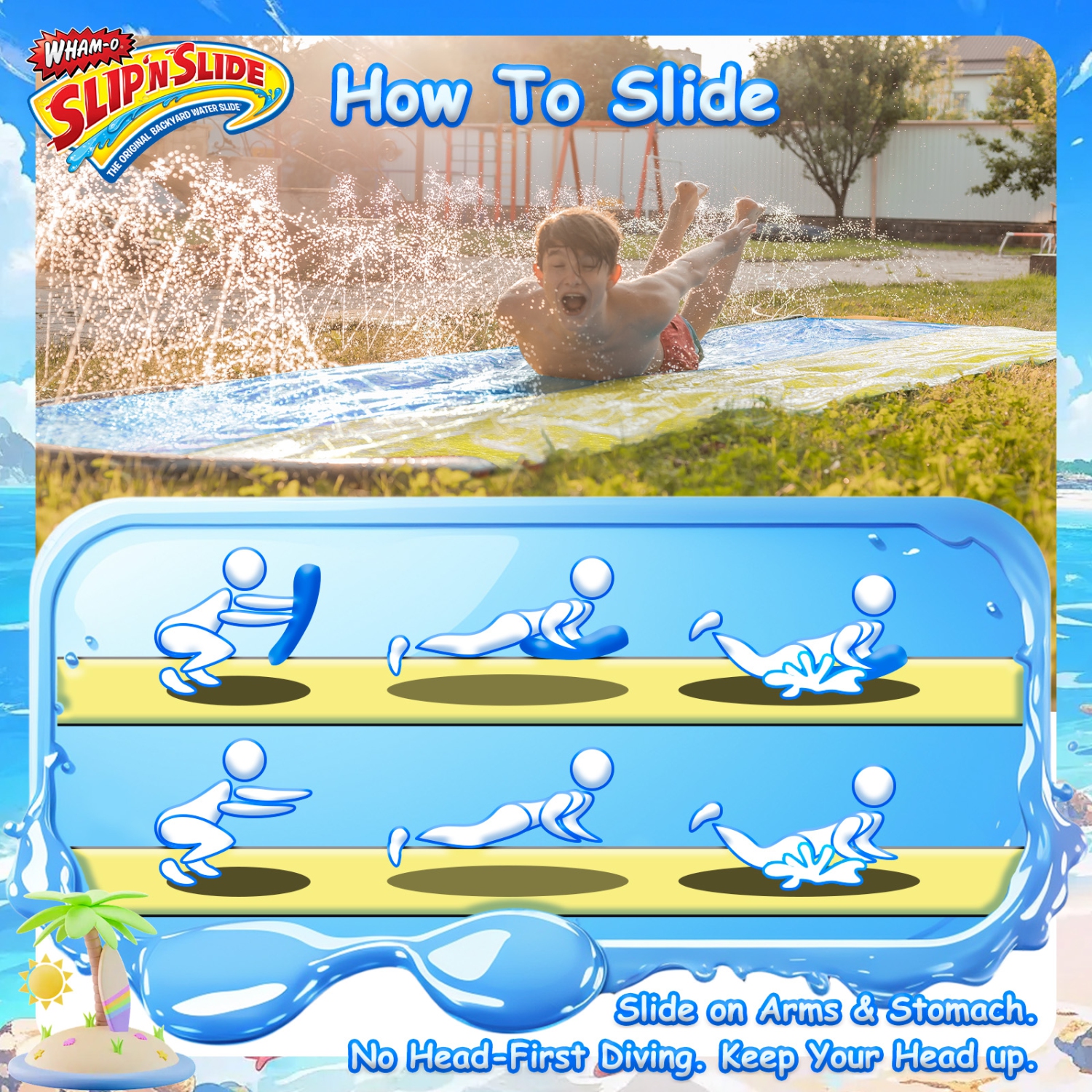 18&nbsp;pi à double vague avec botte Slip N Slide de WHAM-O, pour enfants 5-12 ans Jouets d'été faciles à installer