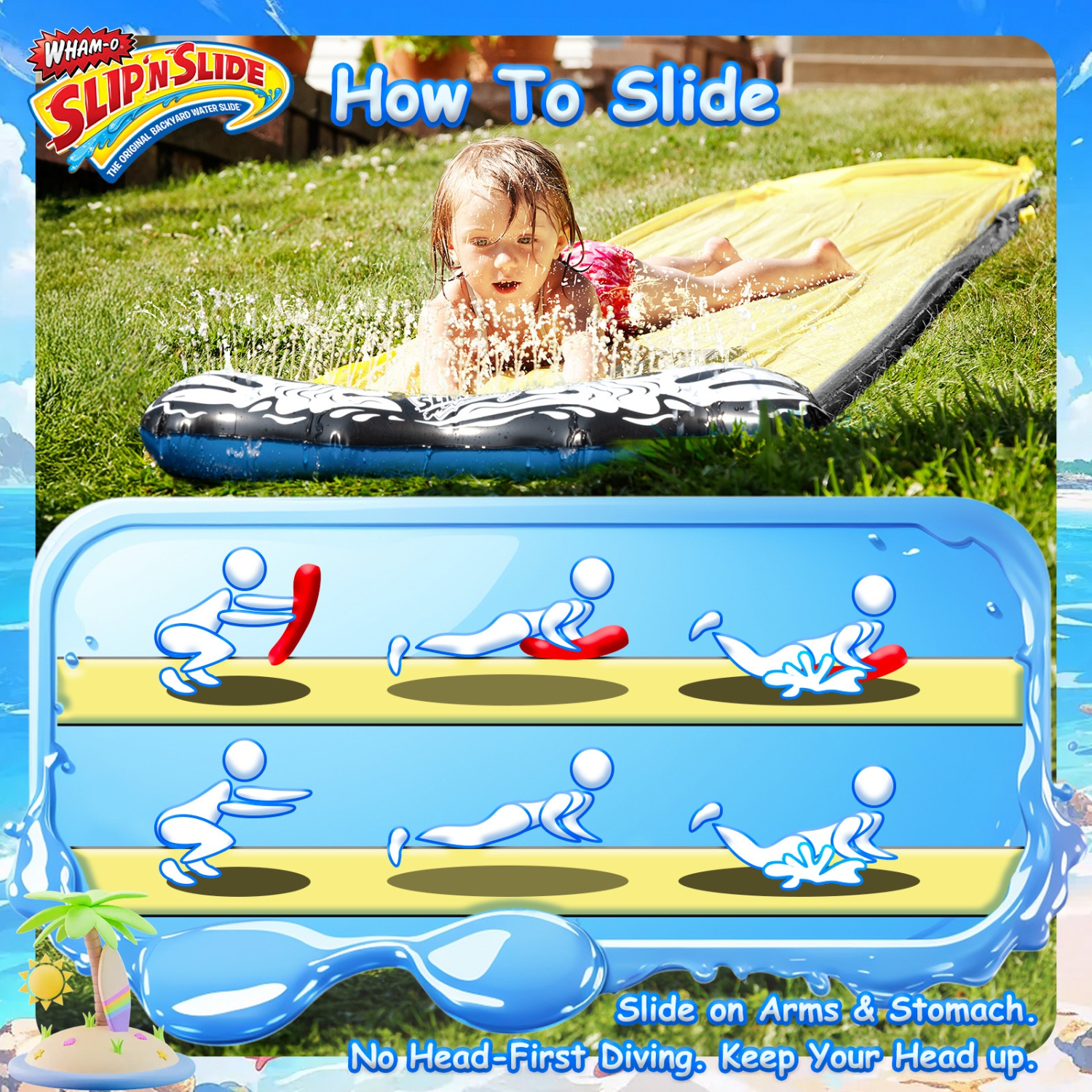 Wham-O Slip N Slide Wave Rider 18ft with Boogie, Summer Outdoor Toys for Kids 5-12 Years, Perfect for Lawn Parties