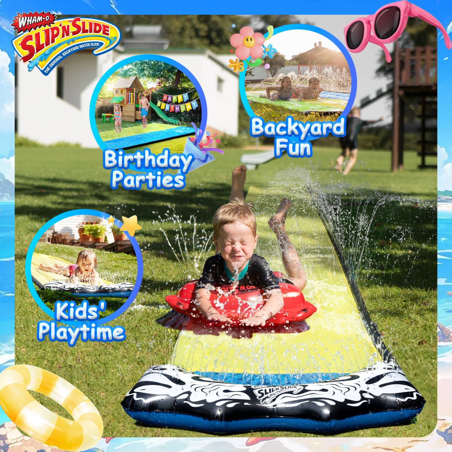 Wham-O Slip N Slide Wave Rider 18ft with Boogie, Summer Outdoor Toys for Kids 5-12 Years, Perfect for Lawn Parties