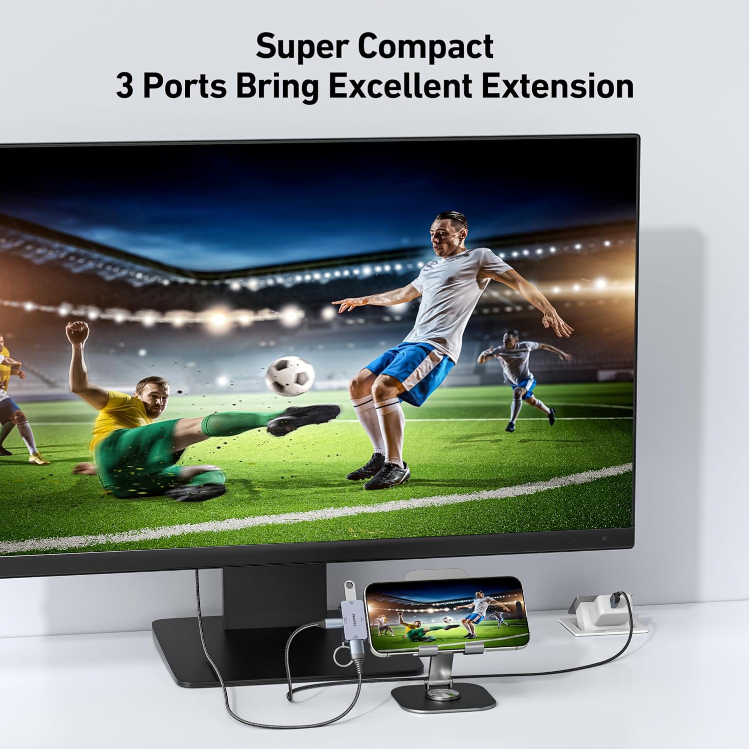 BENFEI 3-in-1 USB C Hub, Compact, USB-C to HDMI 4K@60Hz, USB-A 10Gbps, 100W PD