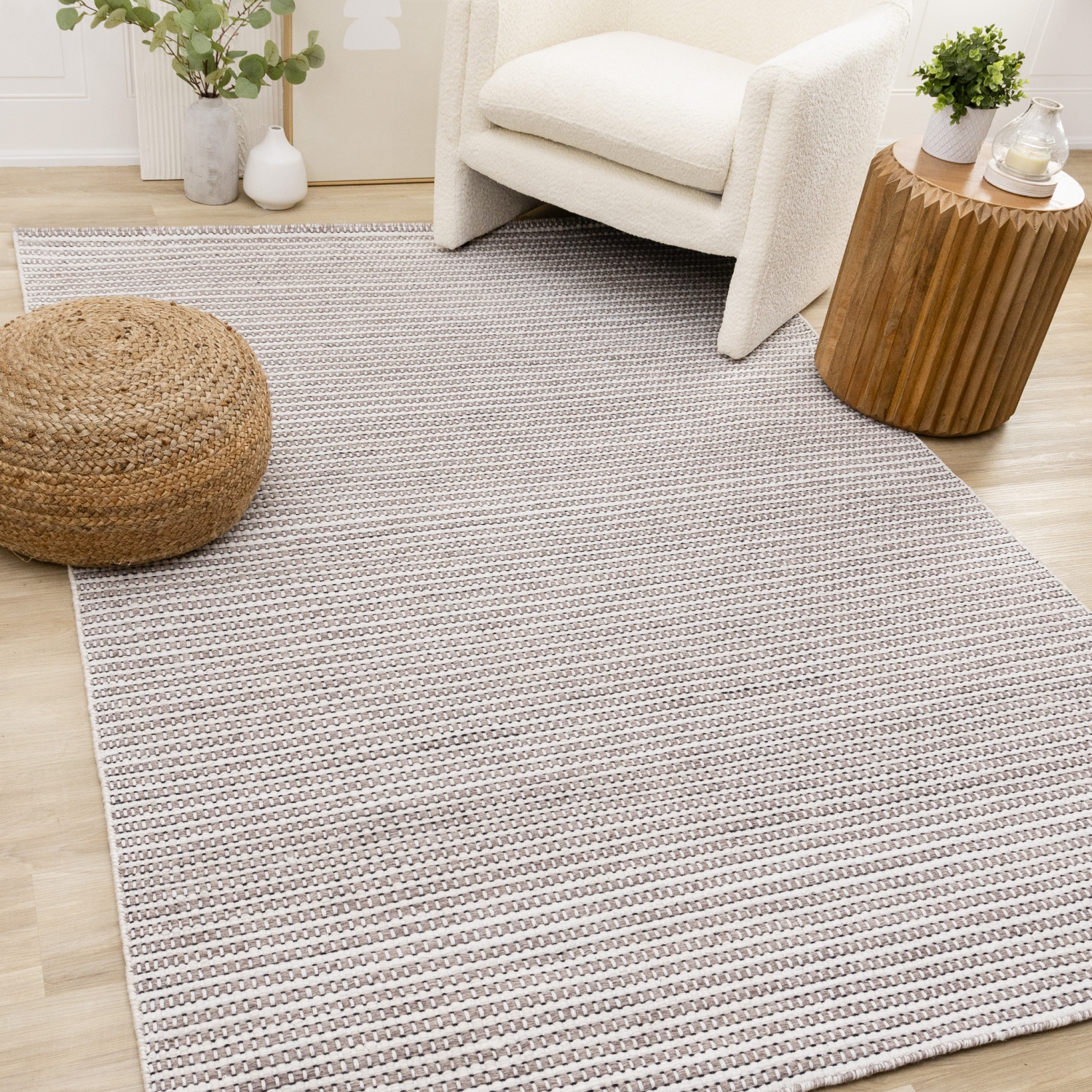 Rug Branch Stripes Indoor Area Rug, White Taupe , Contemporary - Living Room, Bedroom, Dining Room, and Kitchen