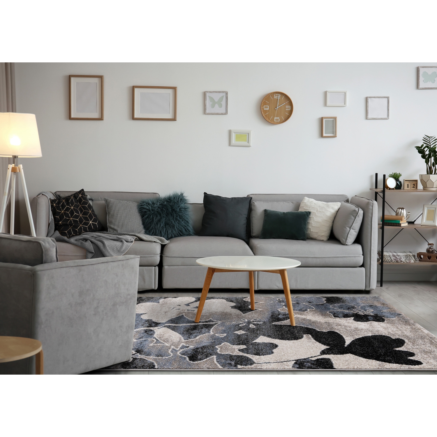 Rug Branch Botanical Indoor Area Rug, Blue Cream , Contemporary Modern - Living Room, Bedroom, Dining Room, and Kitchen