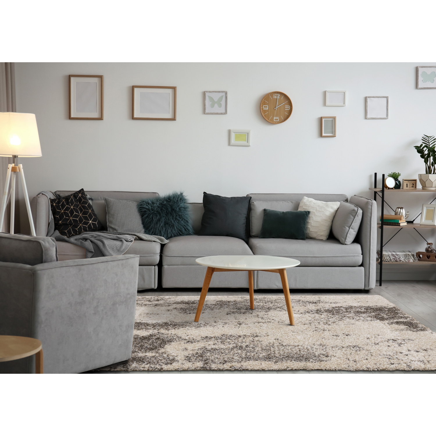 Rug Branch Distressed Indoor Area Rug, Cream Brown , Contemporary Modern - Living Room, Bedroom, Dining Room, and Kitchen