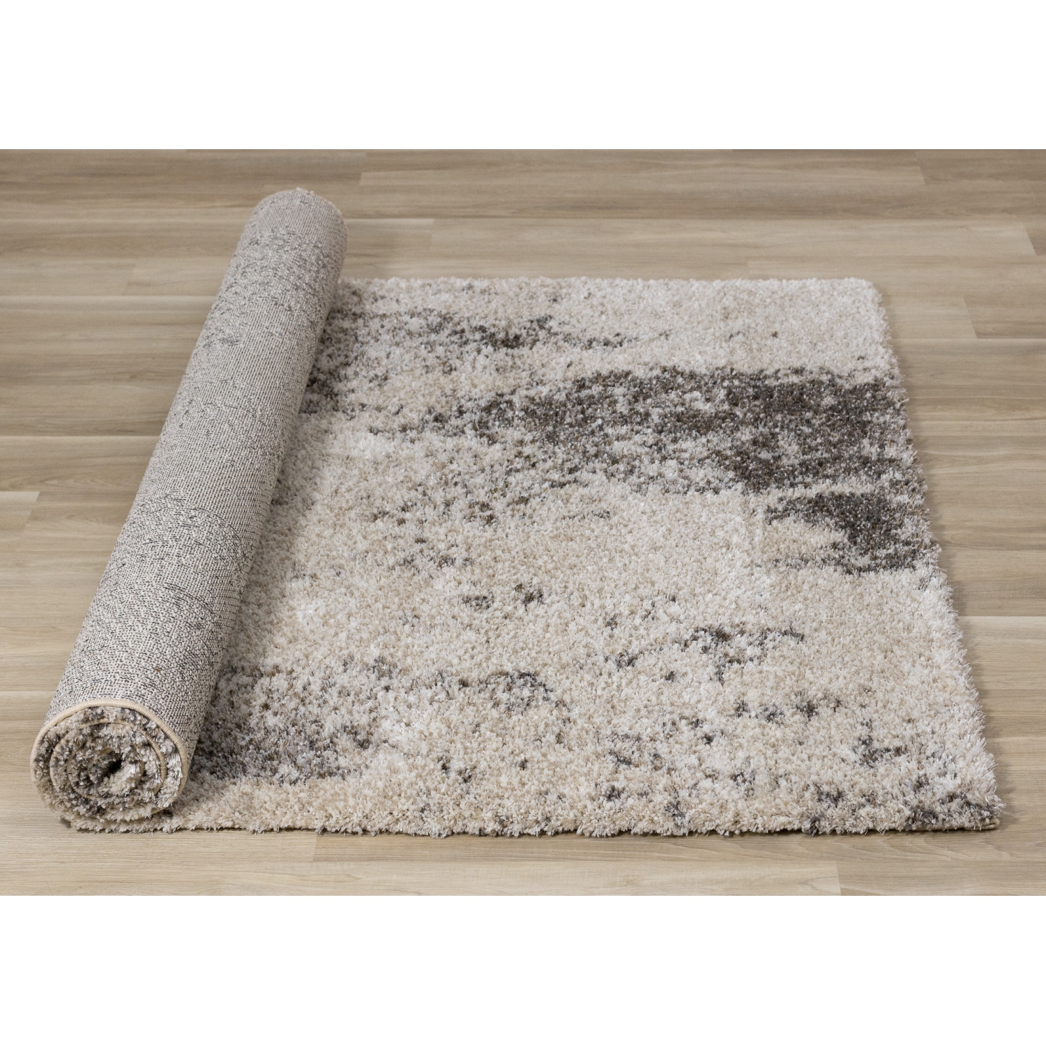 Rug Branch Distressed Indoor Area Rug, Cream Brown , Contemporary Modern - Living Room, Bedroom, Dining Room, and Kitchen