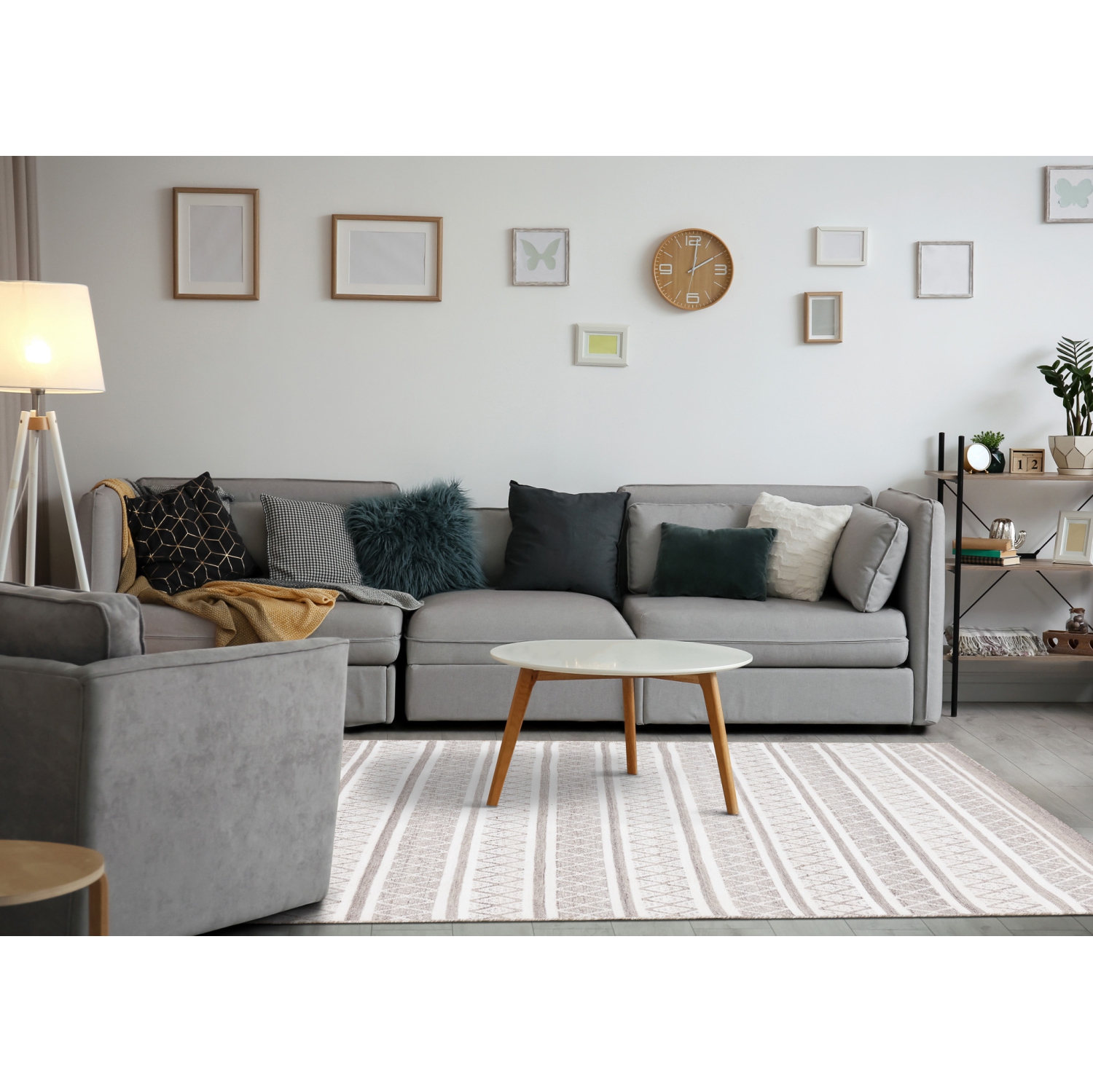 Rug Branch Geometric,Stripes,Tribal/Southwestern Indoor Area Rug, Cream Grey , Contemporary Modern - Living Room, Bedroom, Dining Room, and Kitchen