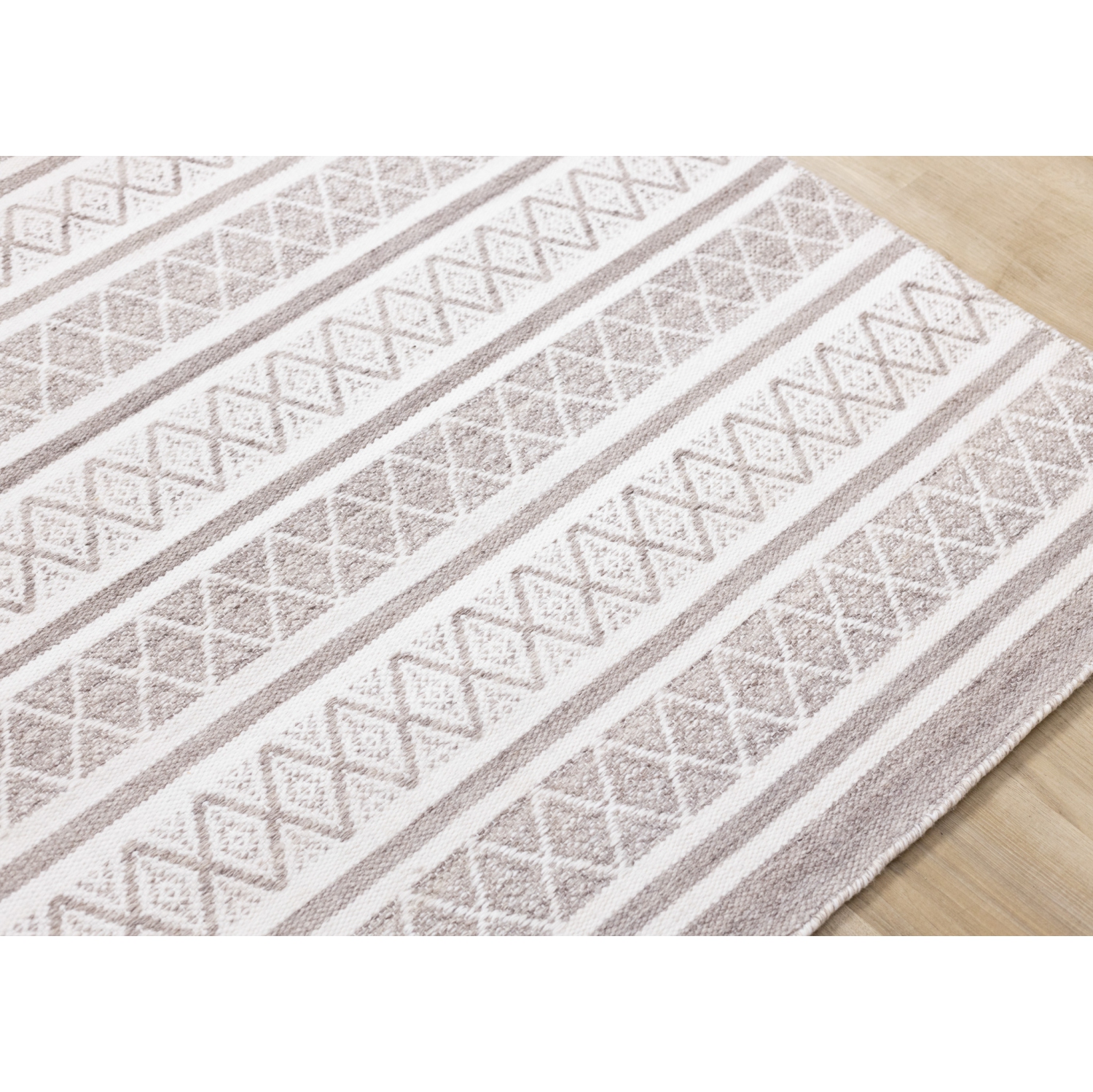 Rug Branch Geometric,Stripes,Tribal/Southwestern Indoor Area Rug, Cream Grey , Contemporary Modern - Living Room, Bedroom, Dining Room, and Kitchen