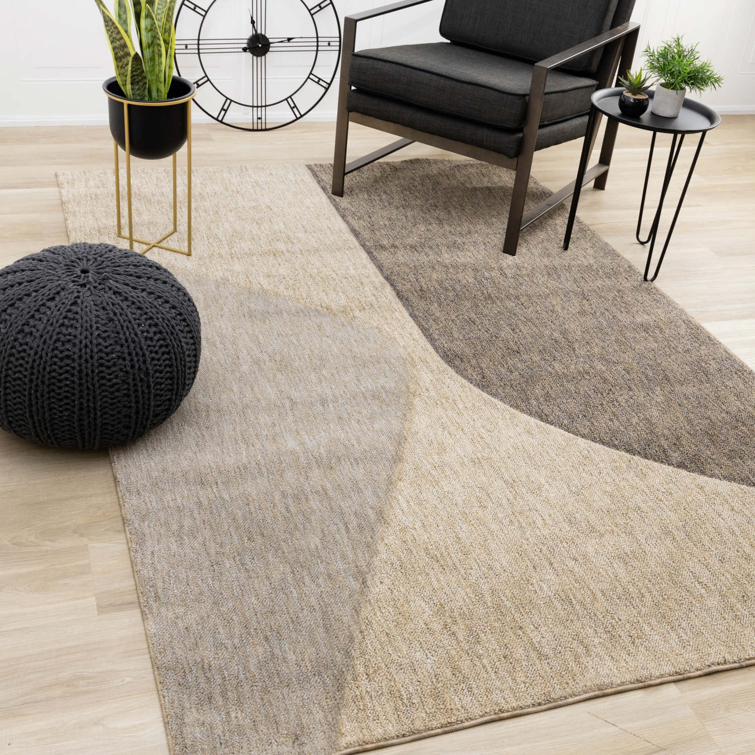 Rug Branch Geometric,Tonal/Solid Indoor Area Rug, Beige Grey , Contemporary Modern - Living Room, Bedroom, Dining Room, and Kitchen