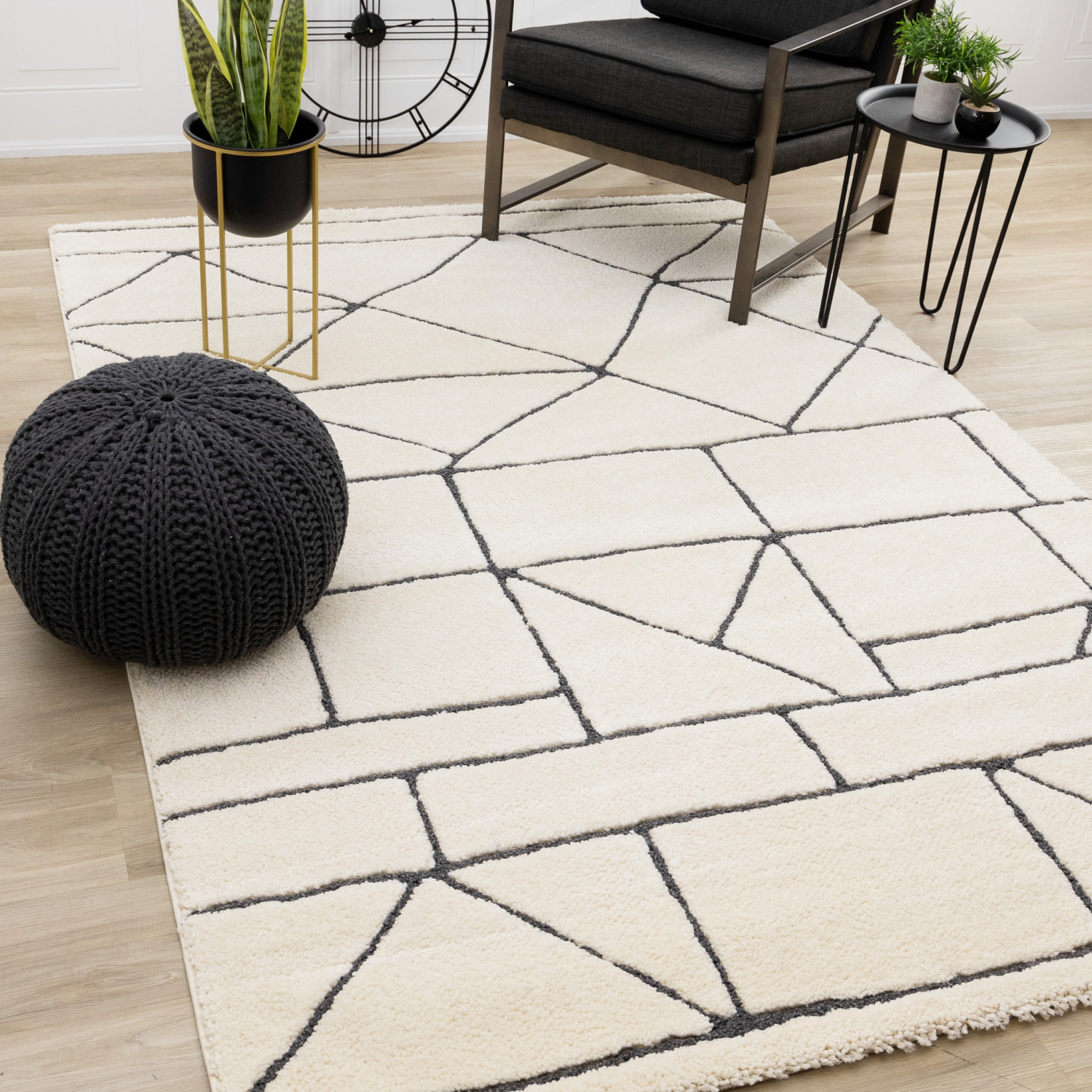 Rug Branch Geometric,Trellis Indoor Area Rug, Cream Cream , Contemporary Modern - Living Room, Bedroom, Dining Room, and Kitchen