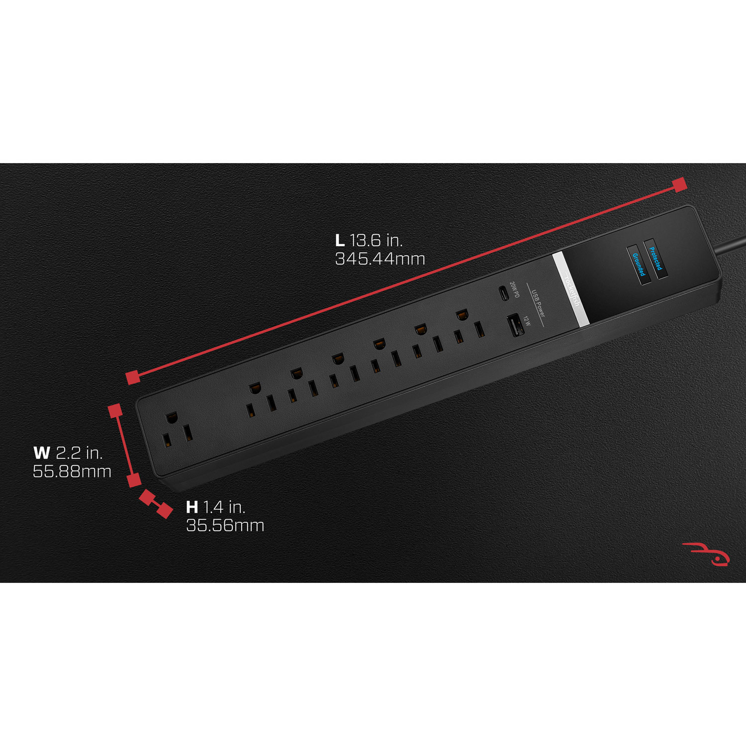 Parasurtenseur à 7 prises avec ports USB-A/USB-C de Rocketfish