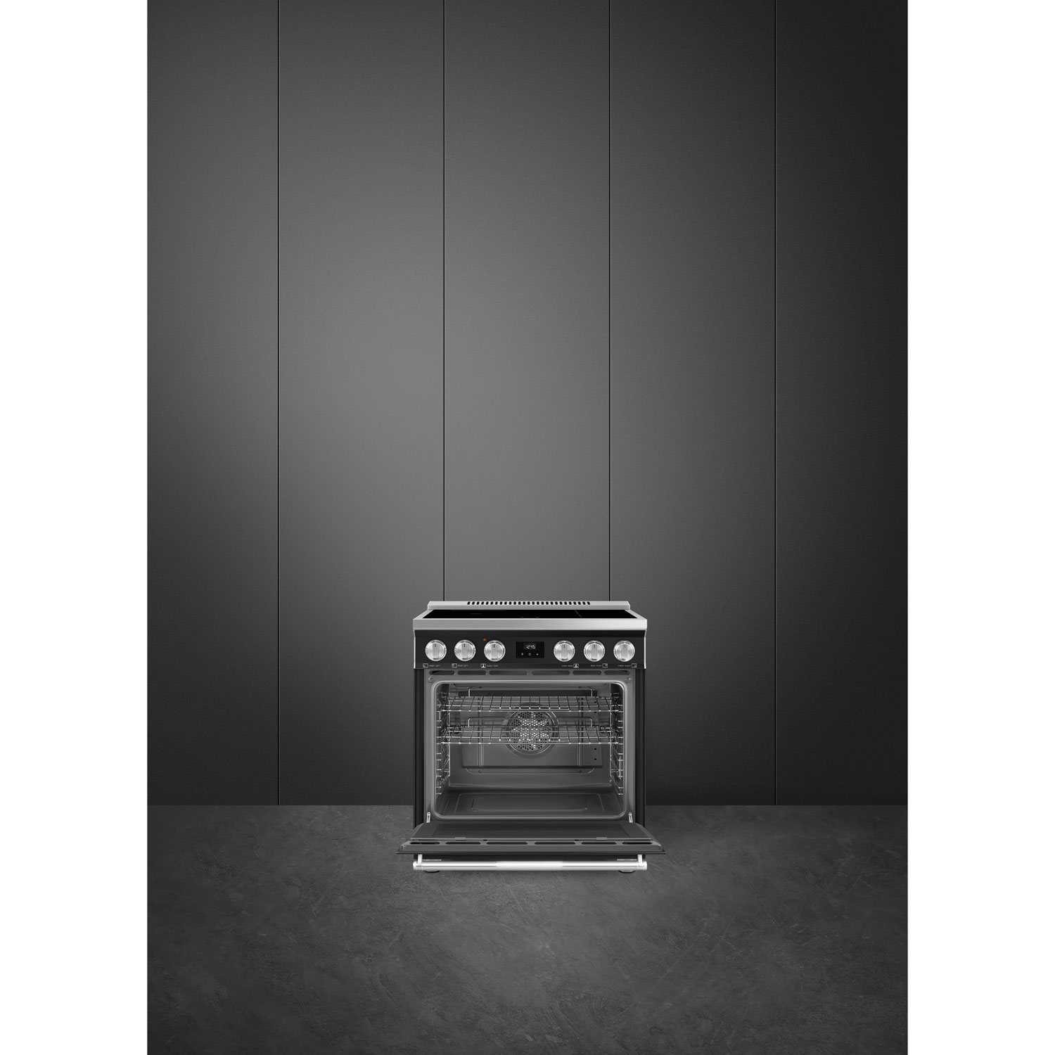 Smeg 30" 4.06 Cu. Ft. True Convection Slide-In Induction Range - Matte Black