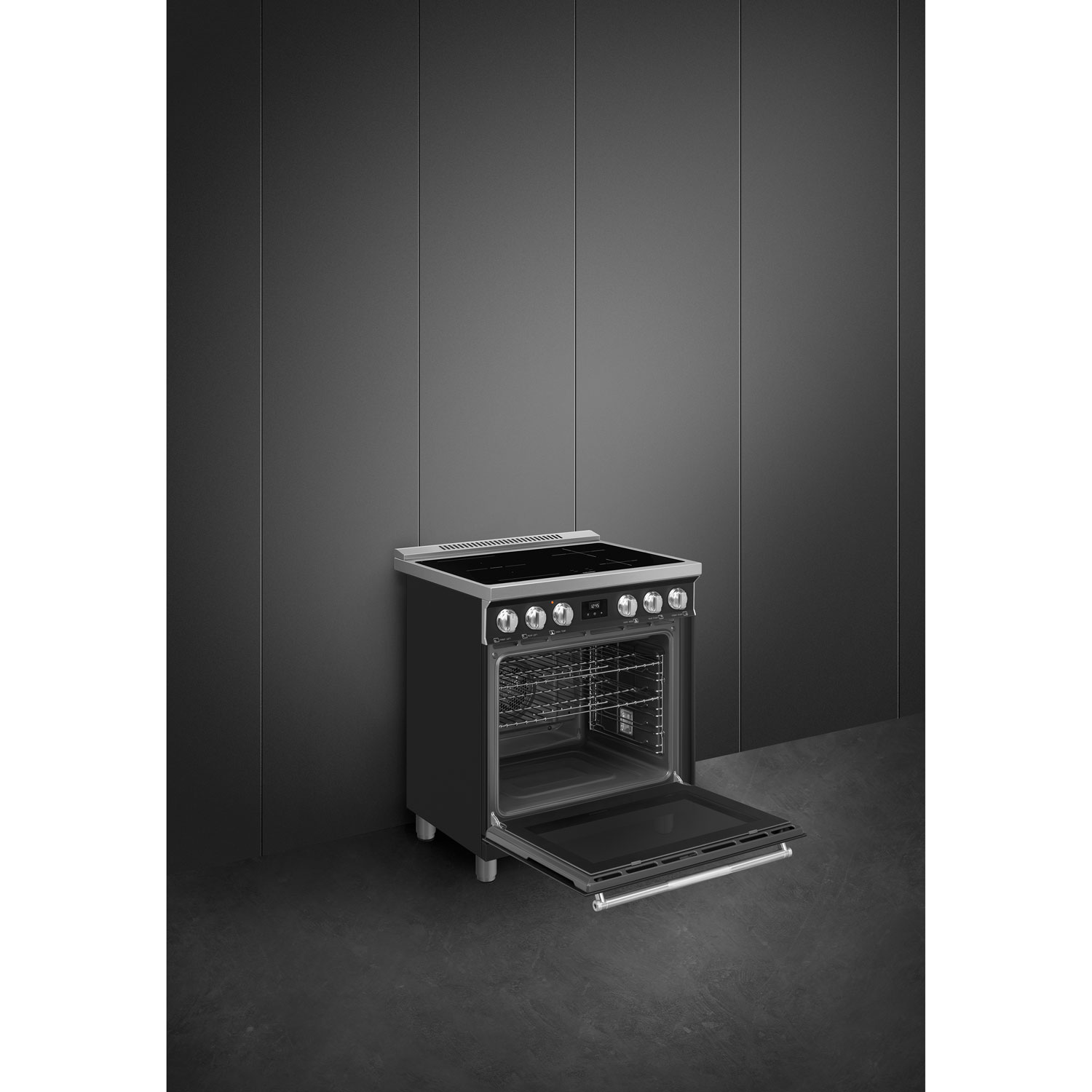 Smeg 30" 4.06 Cu. Ft. True Convection Slide-In Induction Range - Matte Black