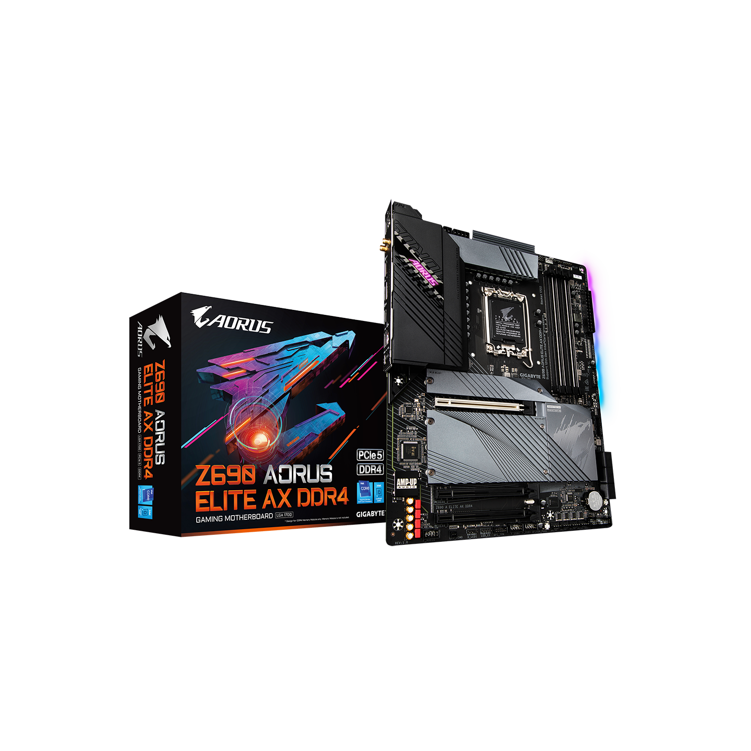 GIGABYTE Z690 AORUS ELITE AX DDR4 LGA 1700 13th/12th gen Intel Z690 ATX Motherboard with DDR4, Quad M.2, PCIe 5.0, USB 3.2 Gen2X2 Type-C, WiFi 6,