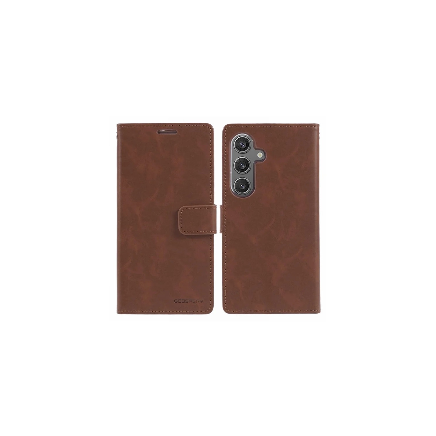 TopSave Goospery Blue Moon avec pince magnétique Étui portefeuille en cuir avec support pour Samsung Galaxy A36/A56 6,7&nbsp;po, brun