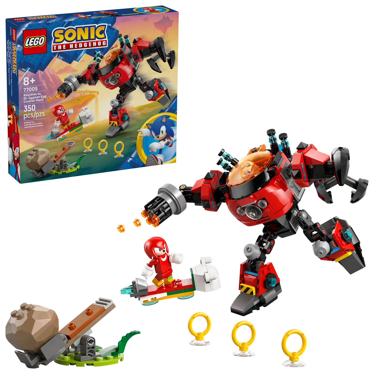 LEGO Sonic : Knuckles contre le robot Egg Crusher du Dr Eggman - 350 pièces