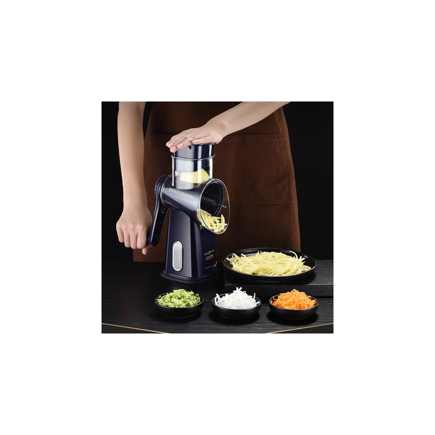 Manual Vegetable Grater With Roller, Food Grater, Multifunctional Rotary Cheese Grater for Slicing and Shredding in the Kitchen