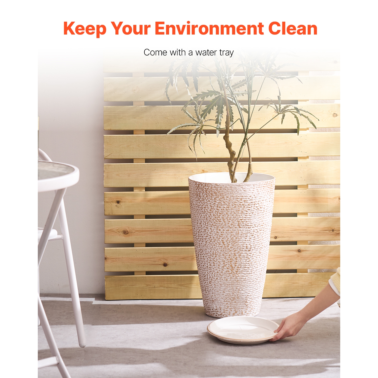 Ensemble de 2 grandes jardinières d'extérieur VEVOR de 21&nbsp;po de hauteur, grandes jardinières rondes pour le porche avant et le patio, pots de