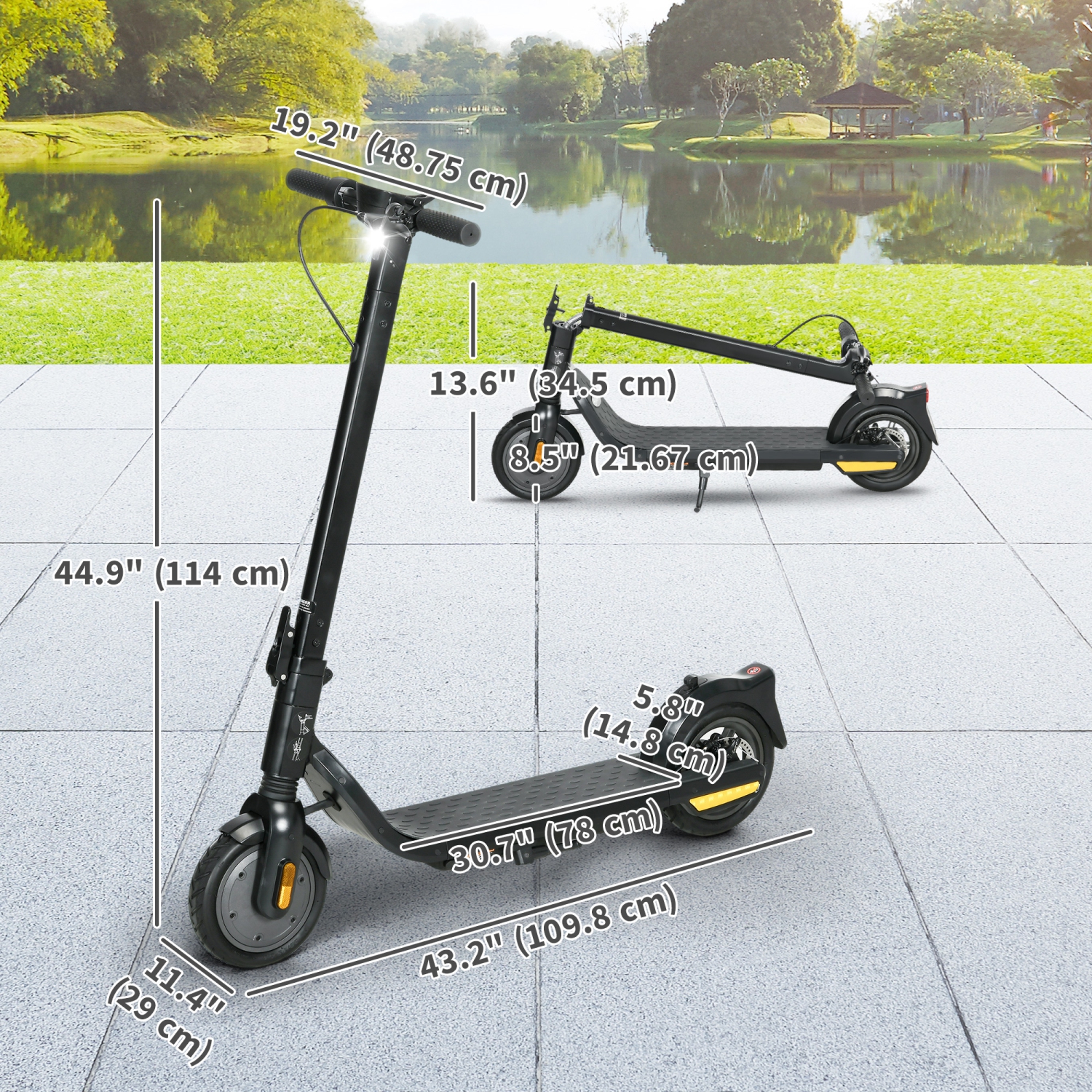 Soozier Folding Electric Scooter for Adults, 400W E Scooter, Up to 25 KM/H Speed & 35 KM Range, with Lights and 8.5" Solid Tires, 330LBS Max Load,