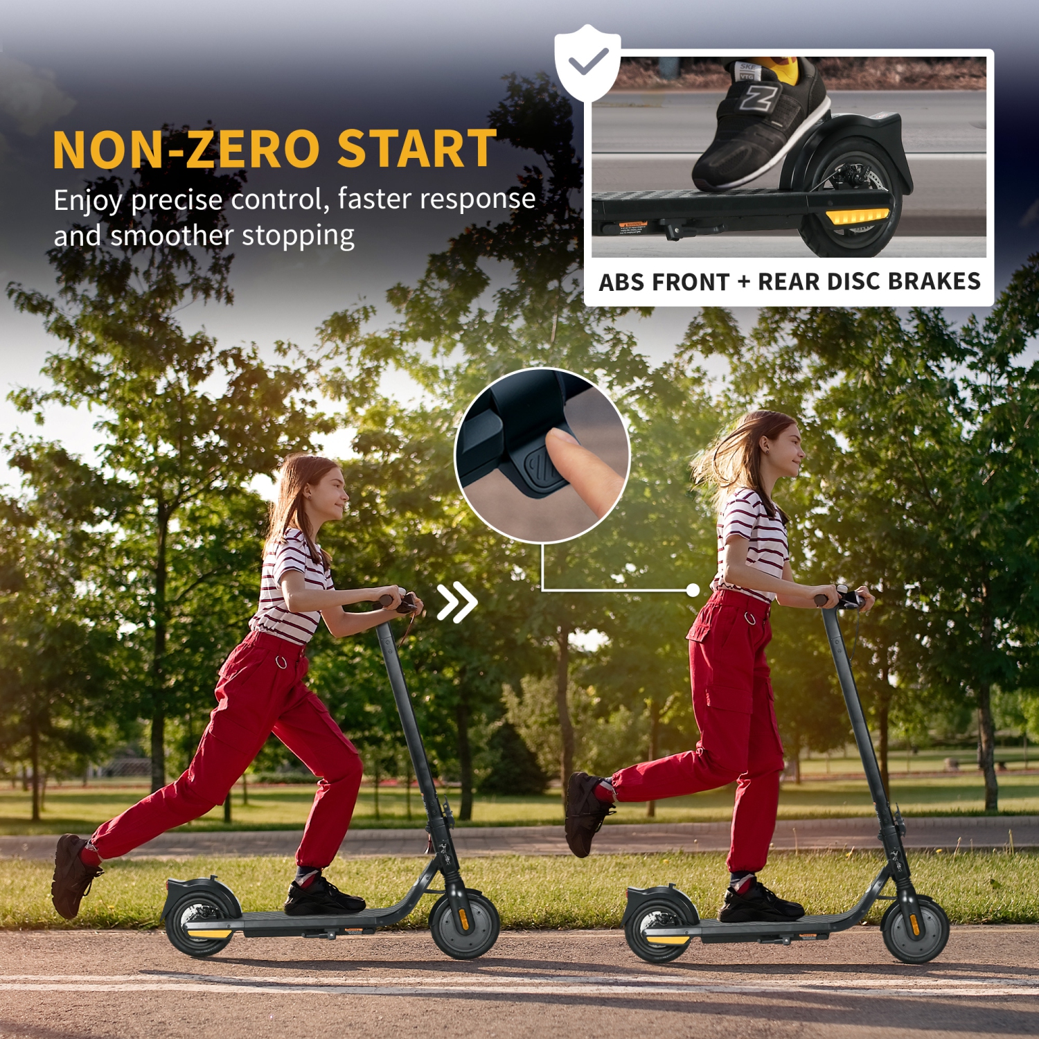 Soozier Folding Electric Scooter for Adults, 400W E Scooter, Up to 25 KM/H Speed & 35 KM Range, with Lights and 8.5" Solid Tires, 330LBS Max Load,