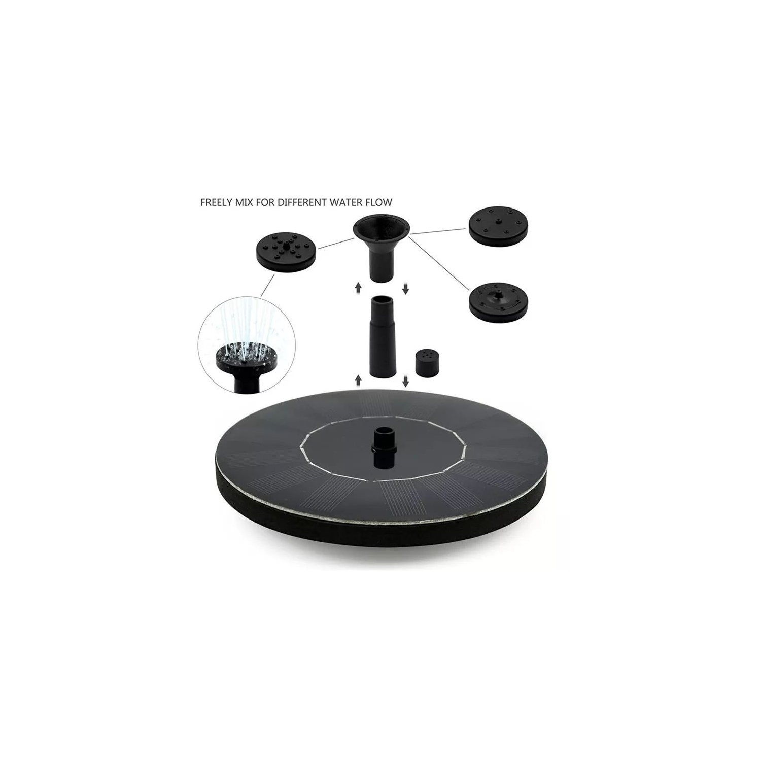 Fontaine solaire, pompe à fontaine solaire pour bain d'oiseaux, pompe à eau avec panneau solaire, pompe à eau submersible d'arrosage extérieur pour