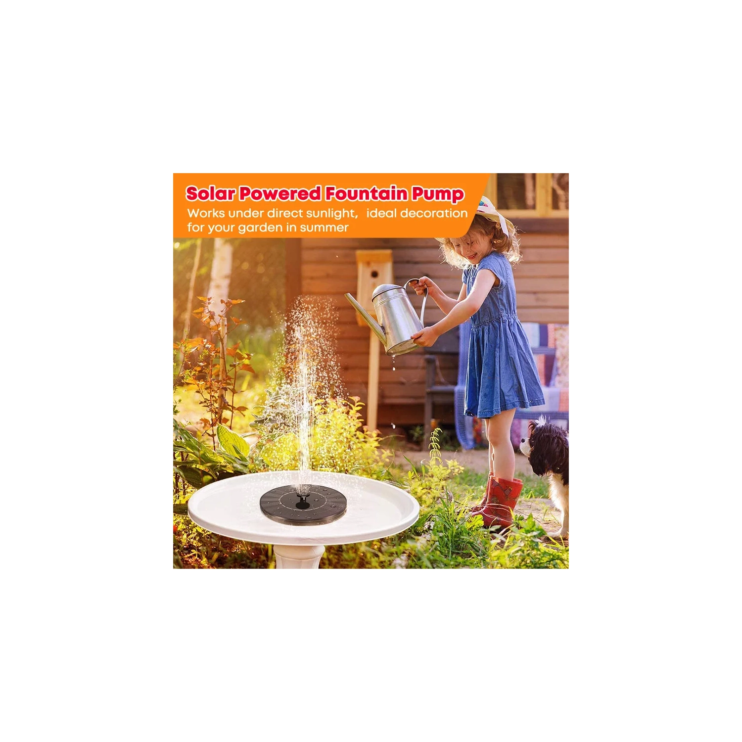 Fontaine solaire, pompe à fontaine solaire pour bain d'oiseaux, pompe à eau avec panneau solaire, pompe à eau submersible d'arrosage extérieur pour