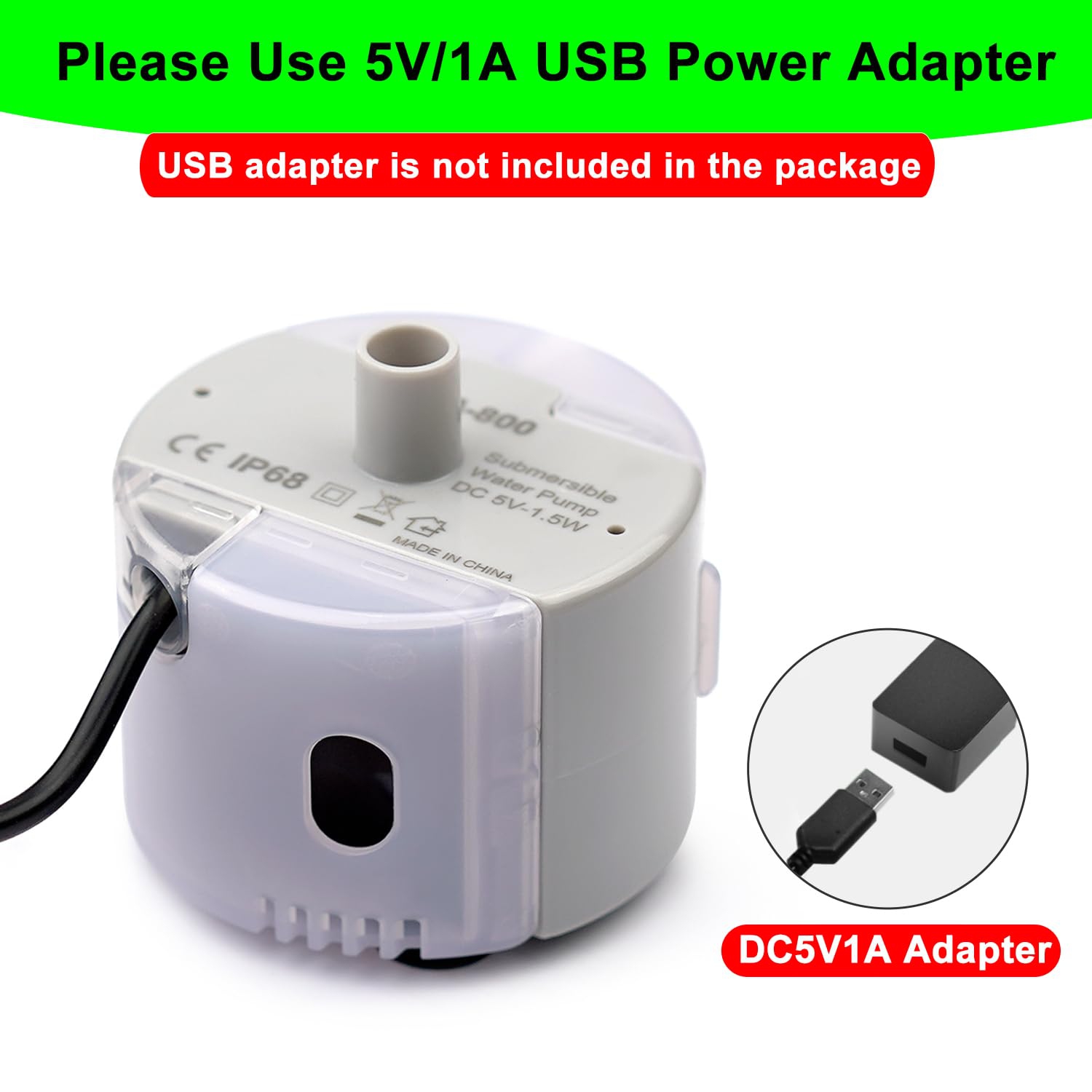 Cat Water Fountain Pump, Cat Fountain Pump Replacement Pump SMA-800 Submersible Motor, Pump Replacement for 2L/ 3.2L / 4L Stainless Steel Cat Water