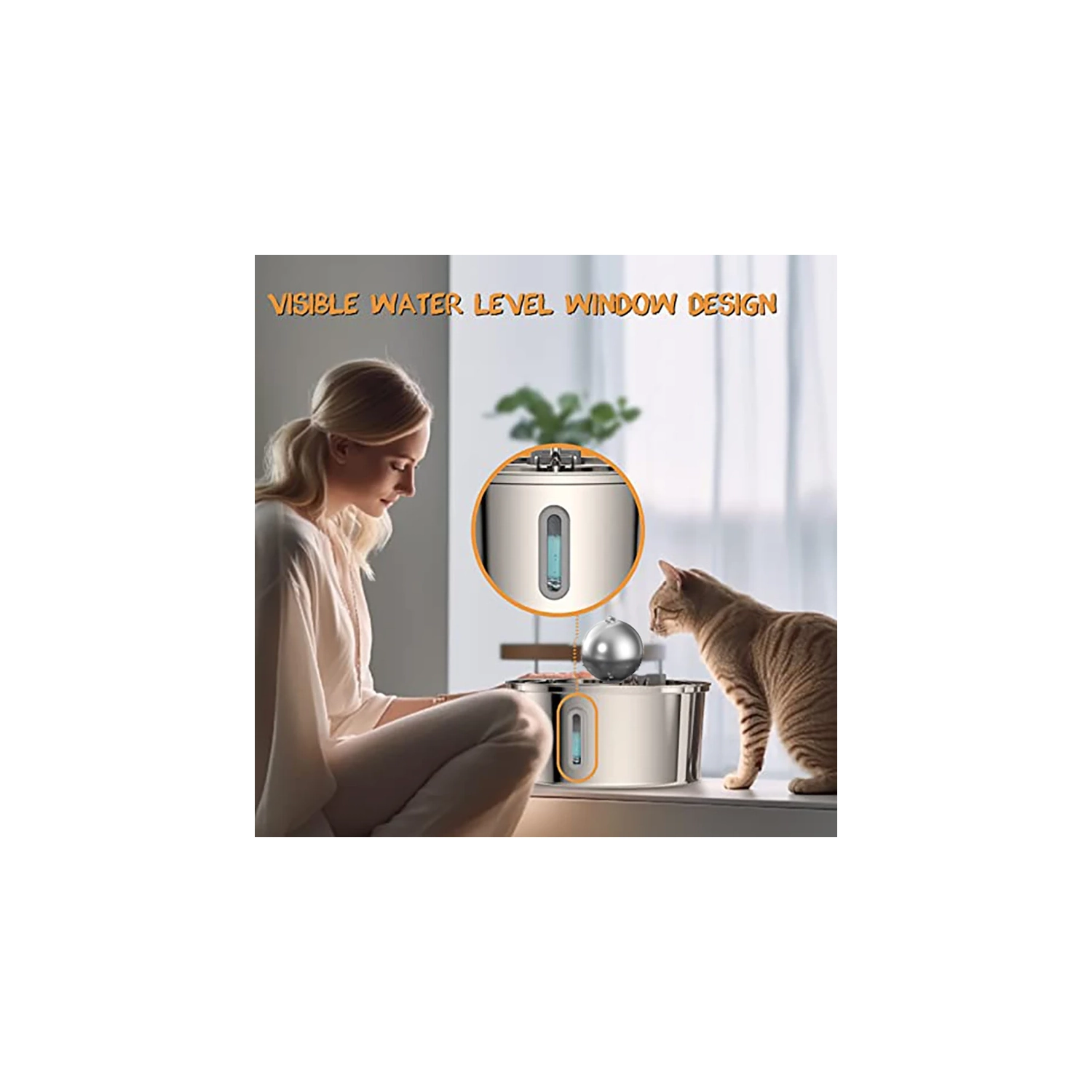 Fontaine CAT - Fontaine Cat 3,2&nbsp;L/108&nbsp;oz pour boire - Fontaine d'eau Cat en acier inoxydable grande capacité