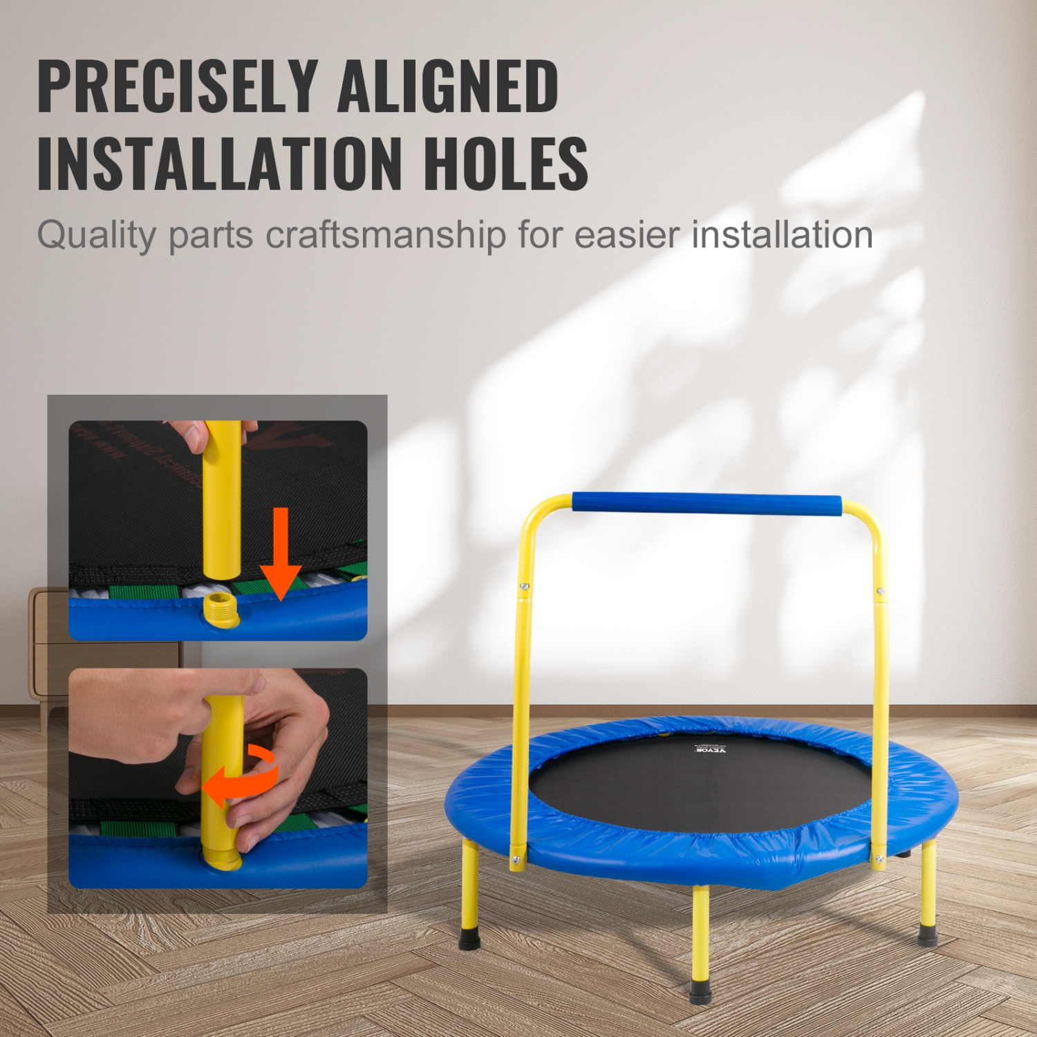 VEVOR 3FT Trampoline for Kids, 36" Trampolines Indoor/Outdoor Trampoline for Toddlers, Foldable Mini Baby Trampoline with Foam Handle, Trampoline