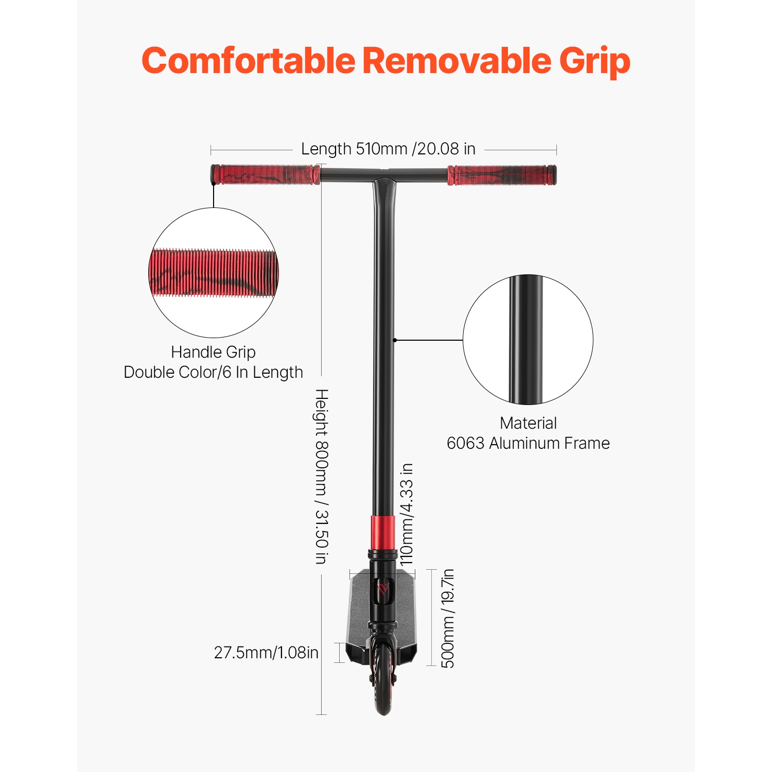 VEVOR Ages 11-13 Years Stunt Scooter, Pro Complete Trick Scooters, Teens, Adults, Boys, and Girls, Freestyle Street Rider for Intermediate and