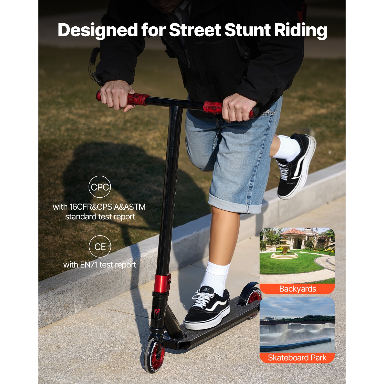 VEVOR Ages 11-13 Years Stunt Scooter, Pro Complete Trick Scooters, Teens, Adults, Boys, and Girls, Freestyle Street Rider for Intermediate and