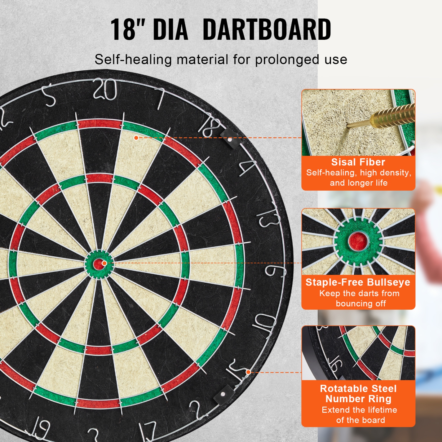 VEVOR Dartboard and Cabinet Set, Ready-to-Play Bundle Official Size Dartboard Cabinet, Steel Tip Dart Hideaway Cabinet, Features Easy Assembly,
