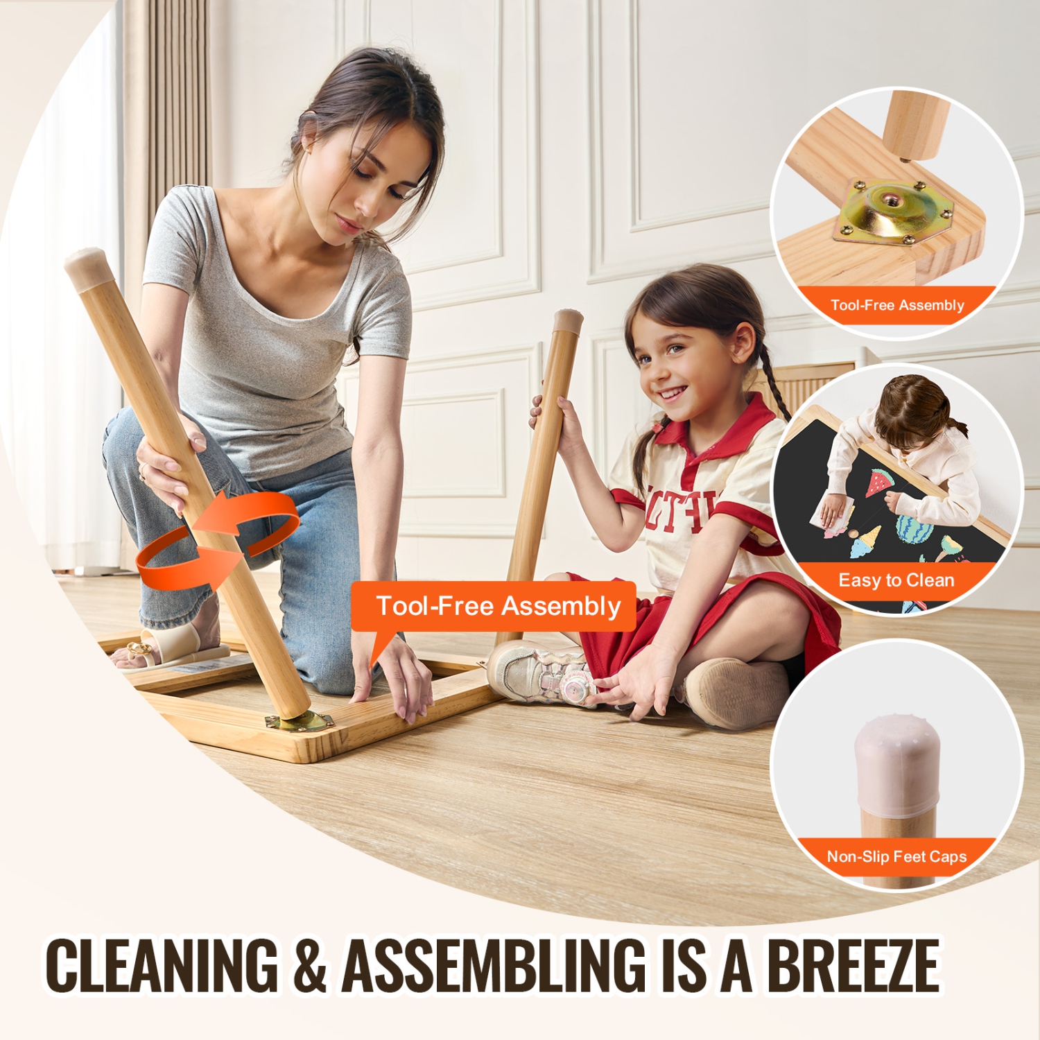 VEVOR 3 Storage Bins Sensory Table for Toddlers, Kids Activity Table with Paper Roll Holder, Play Sand and Water Table, Wooden Kids Sensory Drawing