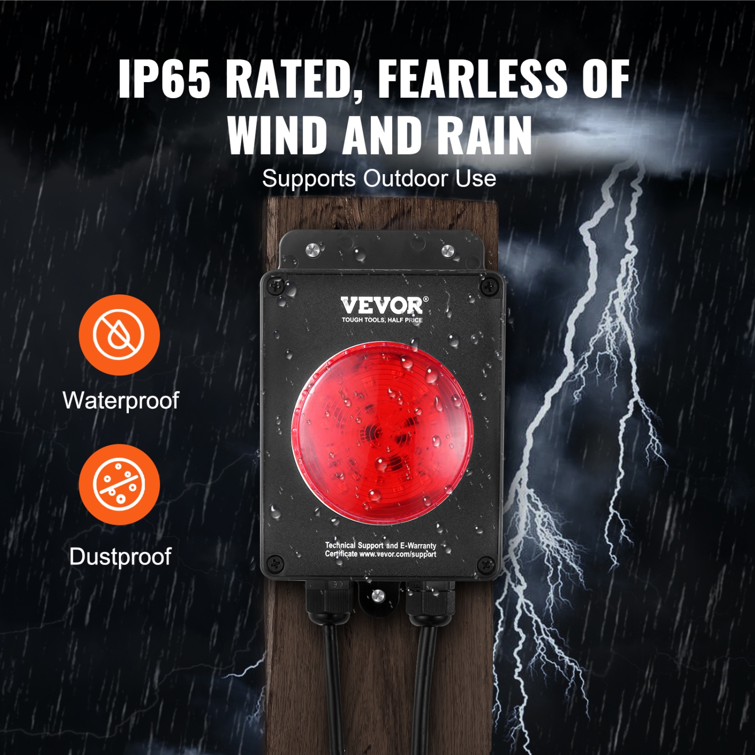 VEVOR 16.4ft Sump Pump Alarm,High Water Septic Tank Alarm With Float Sensor, Level Float Switch,Loud Alarm & LED Indicator, For Sewage Pits,