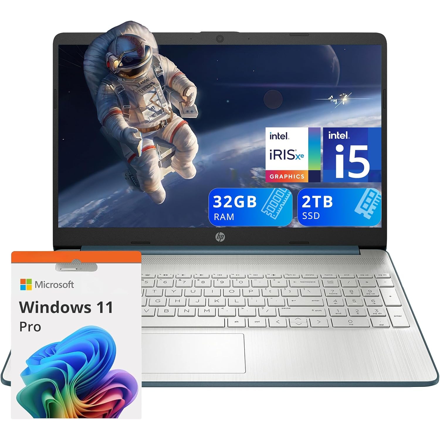 Refurbished - HP 15.6" Anti-Glare FHD Business Laptop, Intel i5-1235U, 2TB SSD, 32GB RAM, Intel Iris Xe Graphics, Number Pad, 720p Webcam, Windows 11