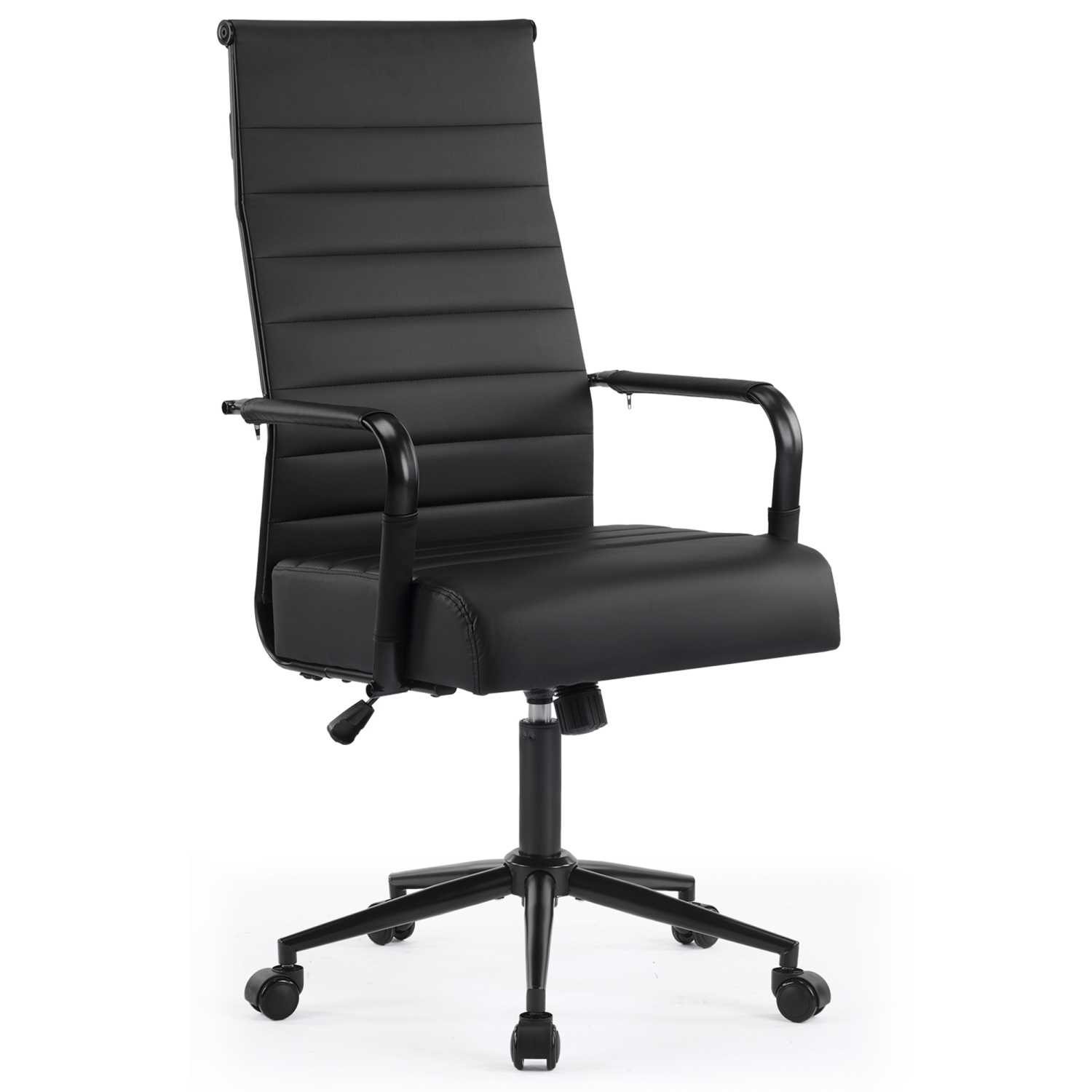 U-HOMY Executive Office Chair - Ergonomic High-Back Leather Desk Chair with Adjustable Height, Swivel & Wheels, Ribbed Design for Home & Conference