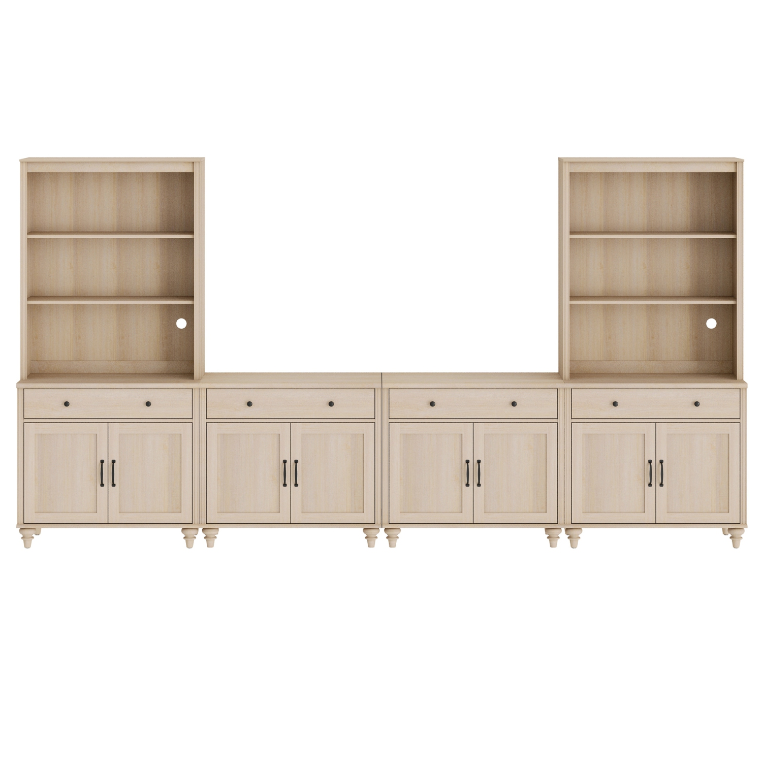 WAMPAT Entertainment Center with Bookshelves for TVs up to 75", Farmhouse TV Stand with 8 Doors & 4 Drawer, Media Console Table for Living Room,