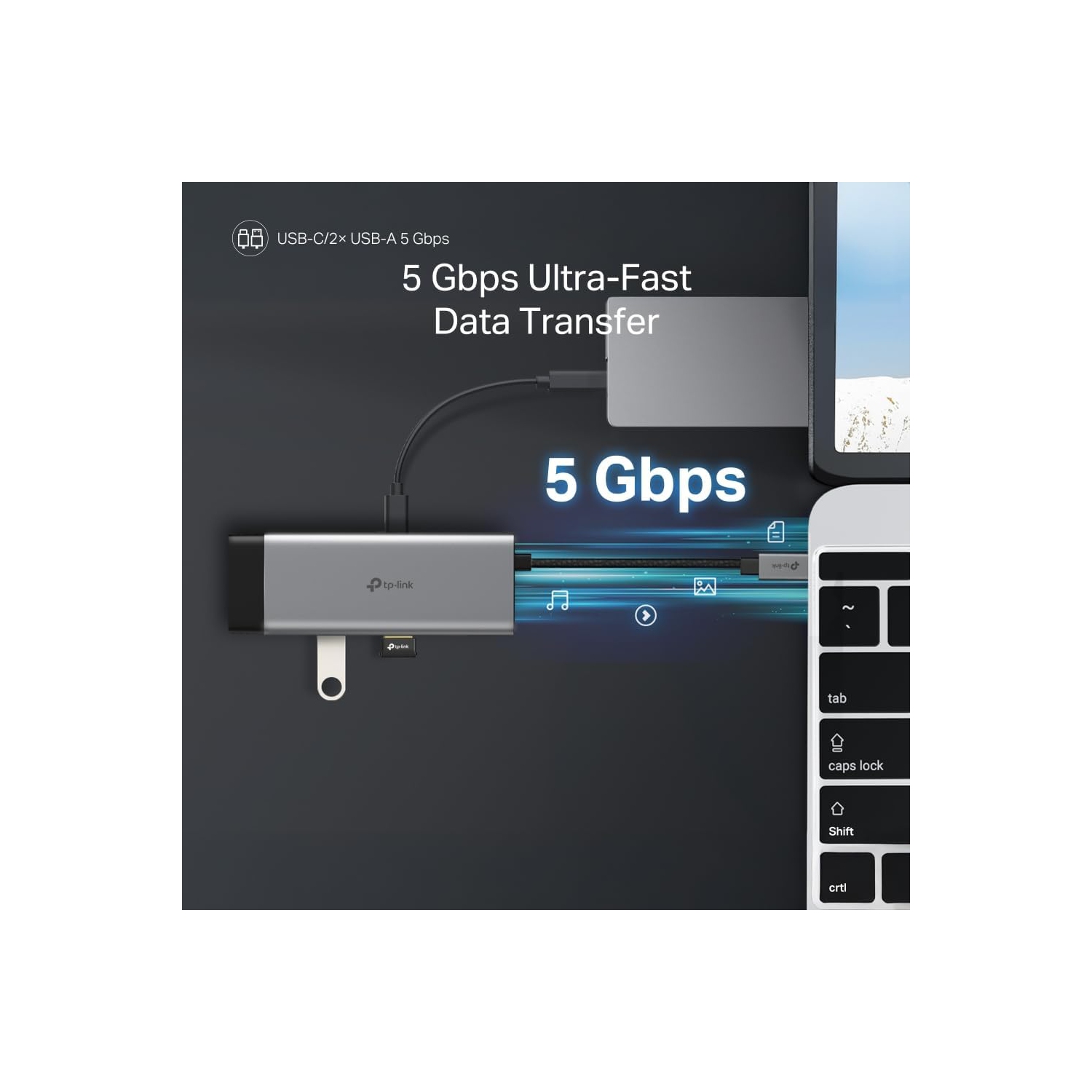 TP-Link 7-Port USB-C Hub - 4K HDMI, 100W PD Charging, 5Gbps Data, Dual SD/microSD Slots, Aluminum Case, Plug & Play