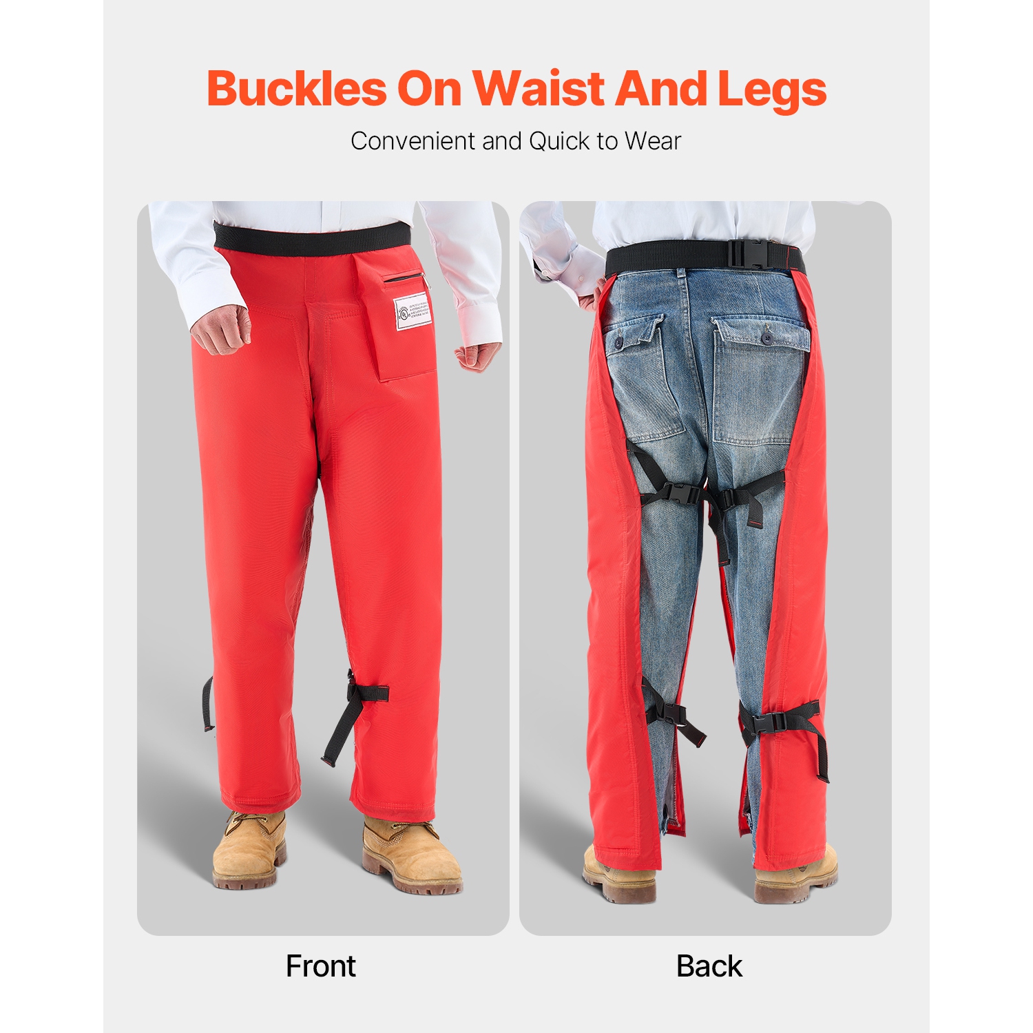 VEVOR Apron Style Chainsaw Chaps, Class C, 8 Layers Chainsaw Pants with Adjustable Belt & Gear Pocket, Chain Saw Chaps for Men/Women, Chainsaw Safety