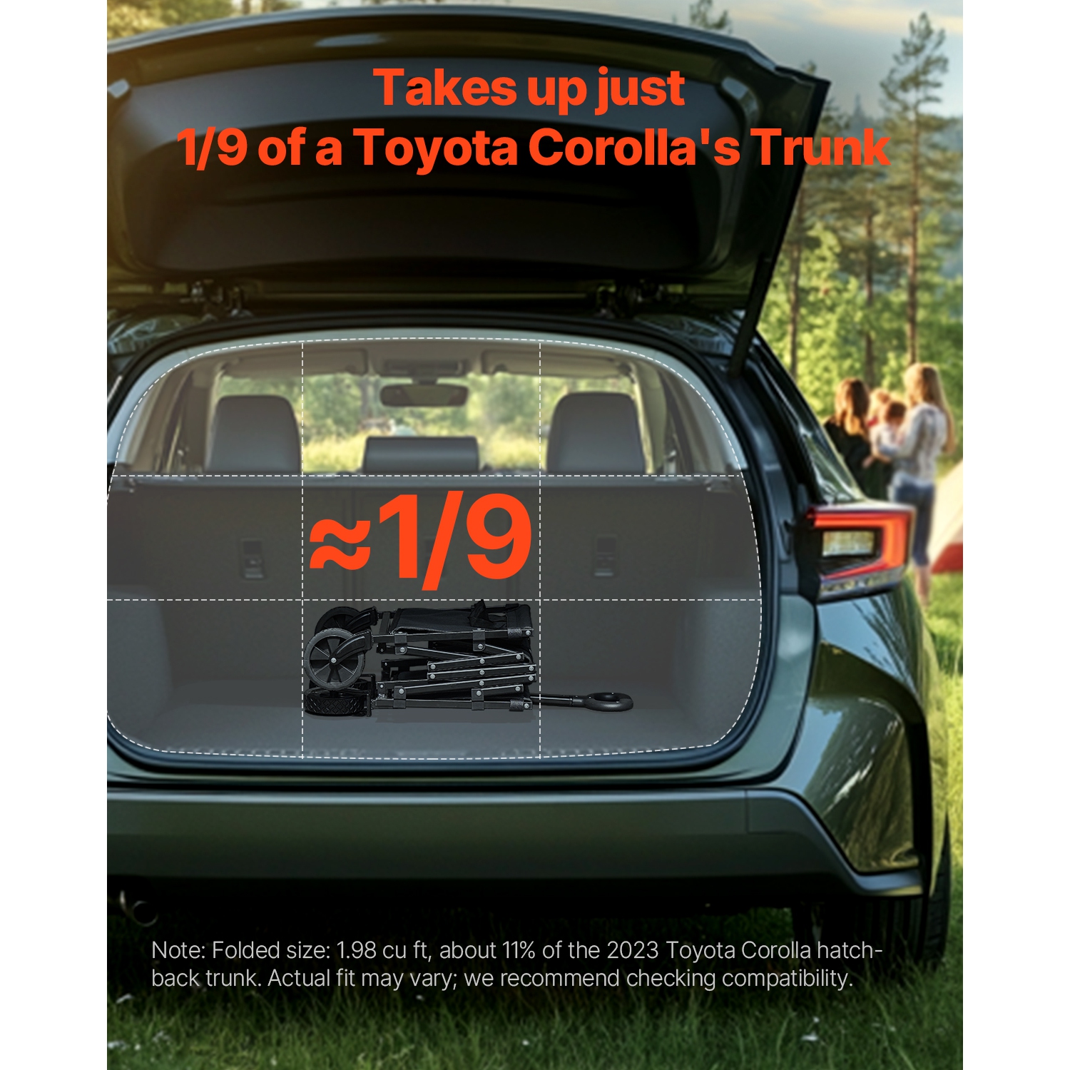 VEVOR 120L & 225LBS Folding Wagons with All-Terrain Wheels, Heavy Duty Outdoor Utility Cart with Adjustable Handle, Portable Camping Cart for Beach