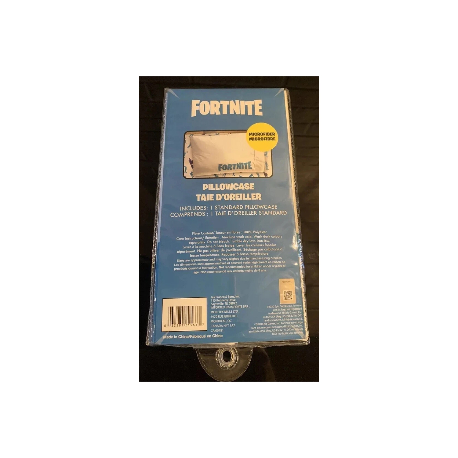 Fortnite – Taie d'oreiller standard en polyester blanc pour enfants 20x30 po, bleu