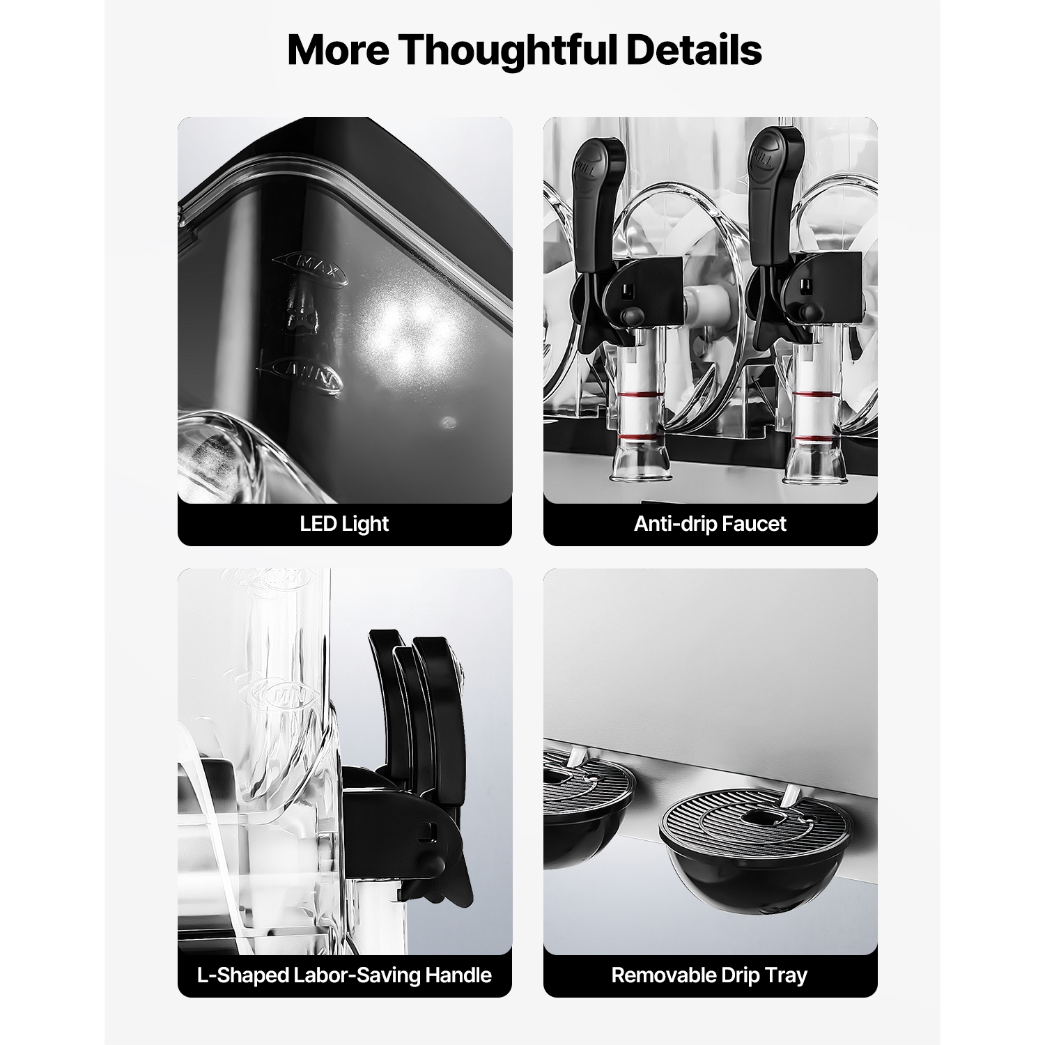 VEVOR 180 Cups Commercial Frozen Drink Maker, 15Lx3 Triple Tank Slushy Machine, Stainless Steel Margarita Smoothie Frozen Drink Machine, for Home