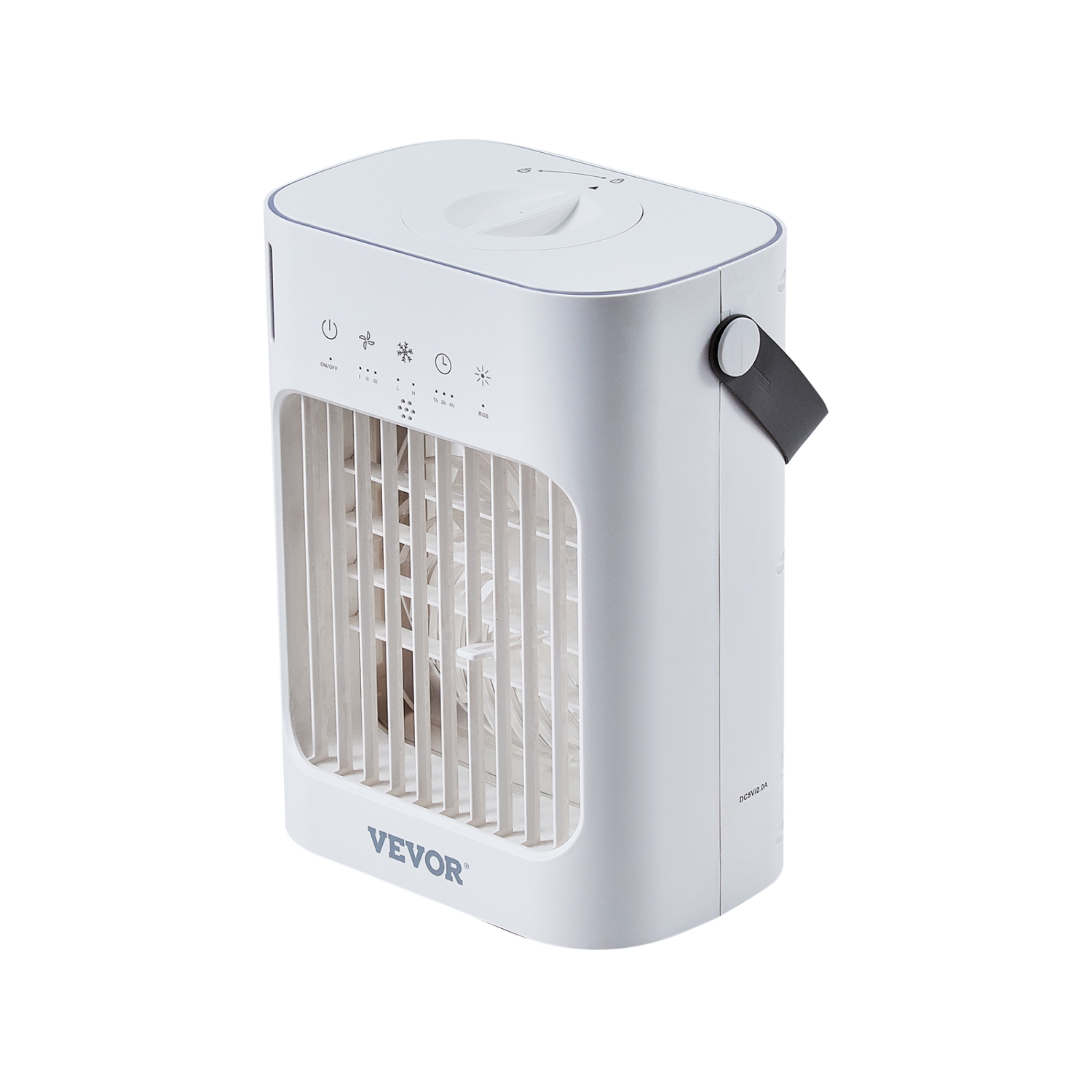 VEVOR 4-in-1 Portable Evaporative Air Cooler,3-Speed Mini Air Conditioner with 0-7H Smart Timer, 700ml Water Tank, 7-Color Light, Personal Mini Desk