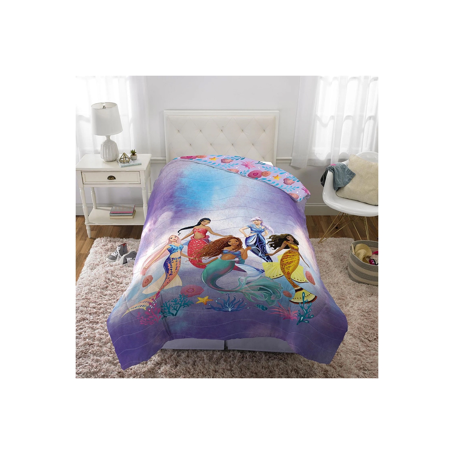 Couvre-lit «&nbsp;Les contours aquatiques&nbsp;» de La petite sirène de Disney pour lit simple/double