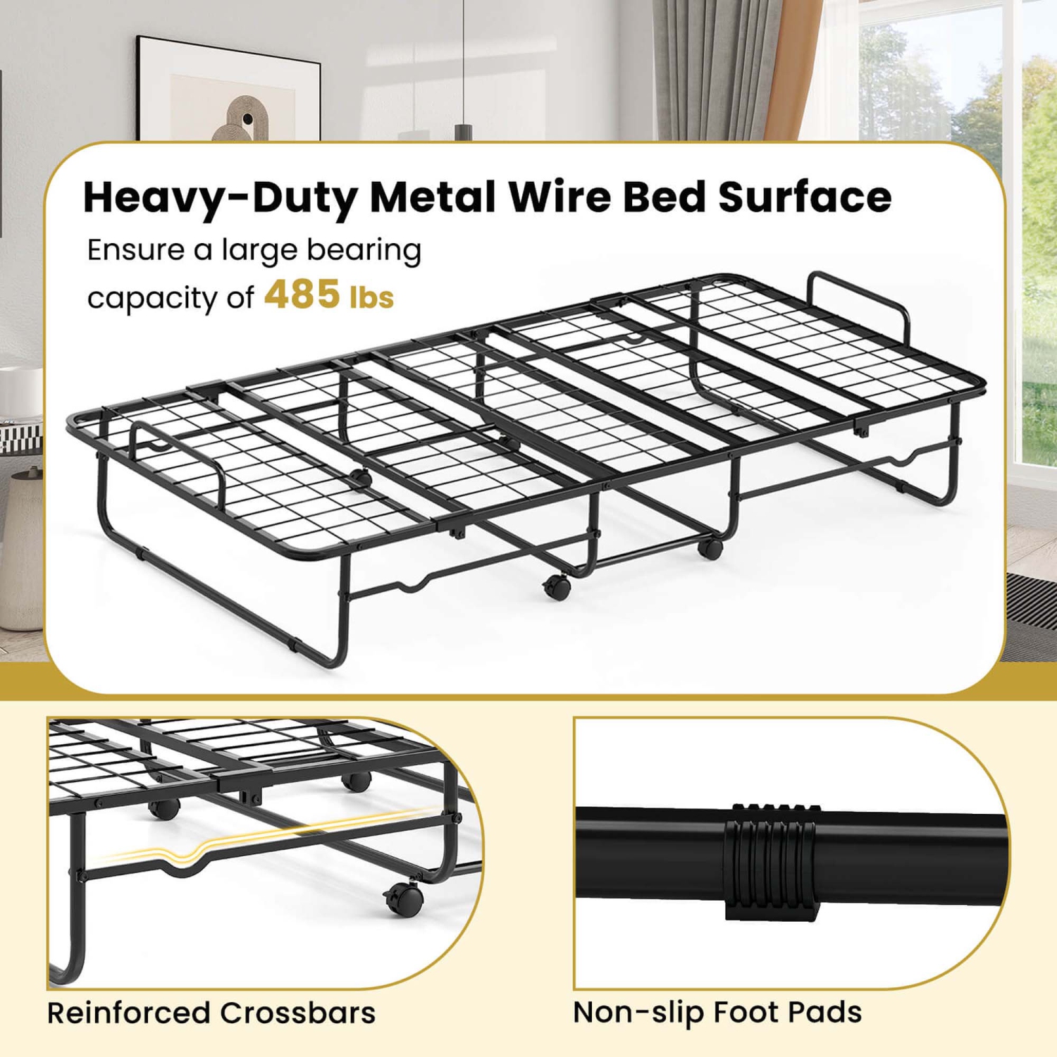 Costway Twin Size Folding Bed 38" x 75" Rollaway Guest Bed Portable Sleeper Bed