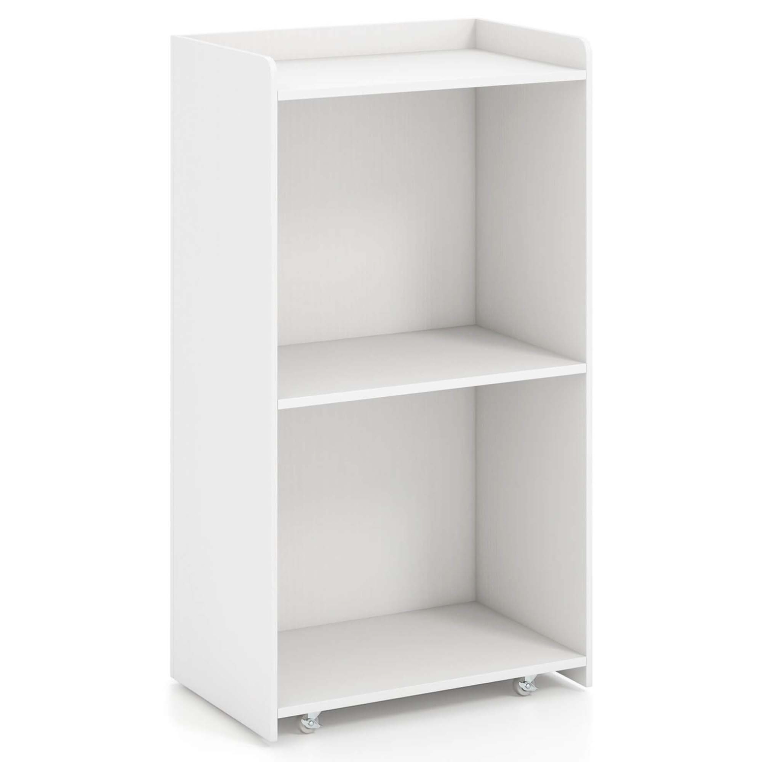 Costway 41" Presentation Podium with 2 Storage Shelves Laptop Computer Cart 4 Casters Black/White