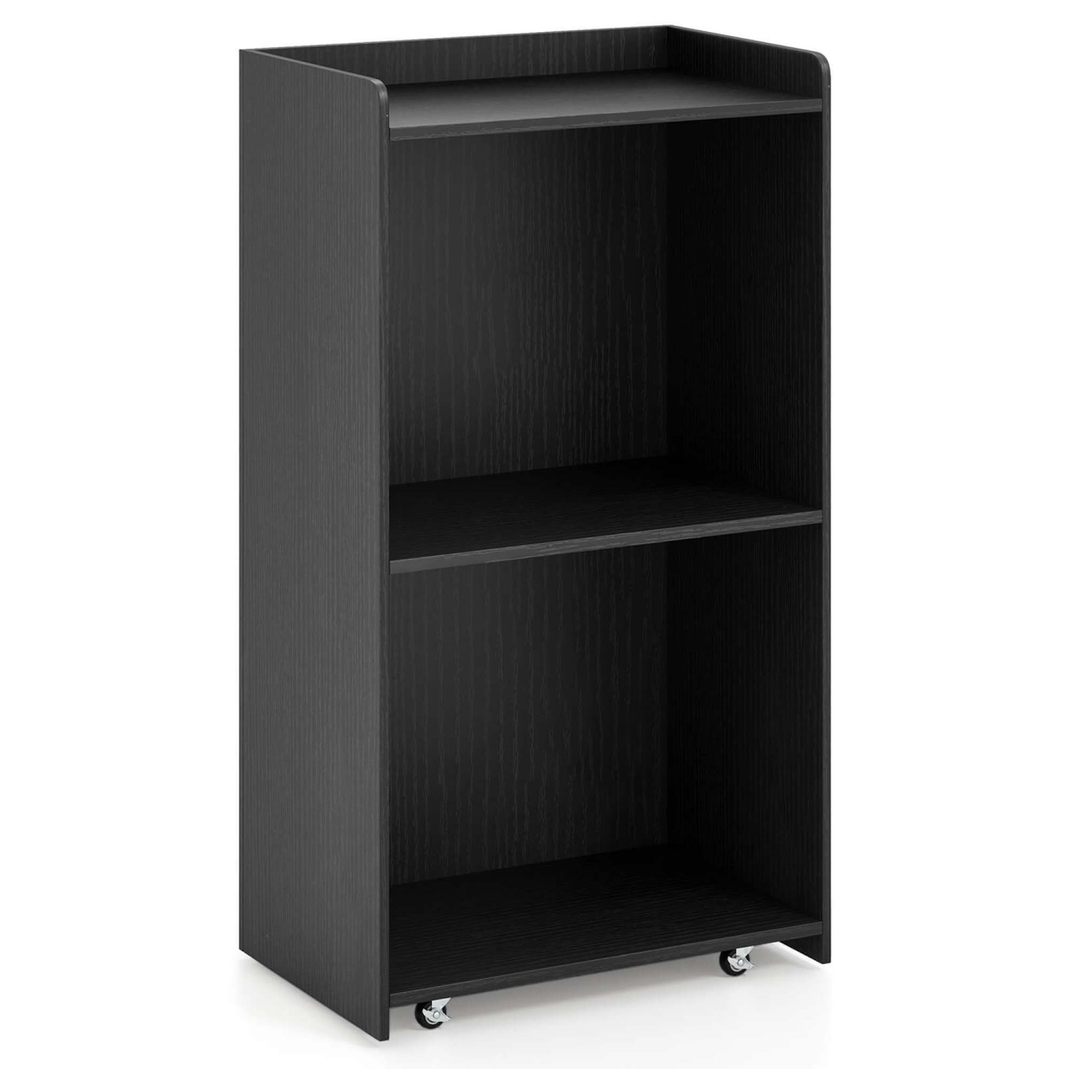 Costway 41" Presentation Podium with 2 Storage Shelves Laptop Computer Cart 4 Casters Black/White