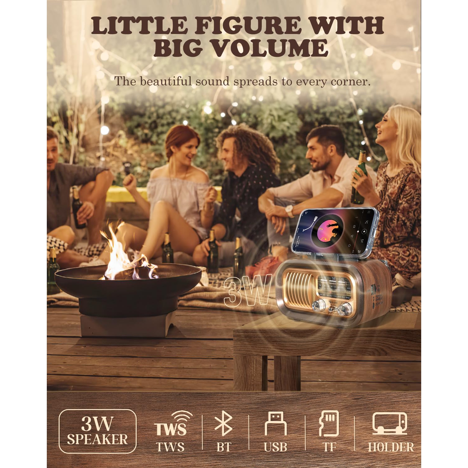 Petite radio rétro avec Bluetooth, Transistor portatif Radio AM FM SW, Excellente réception, Prise en charge TF Card Lecteur MP3 USB