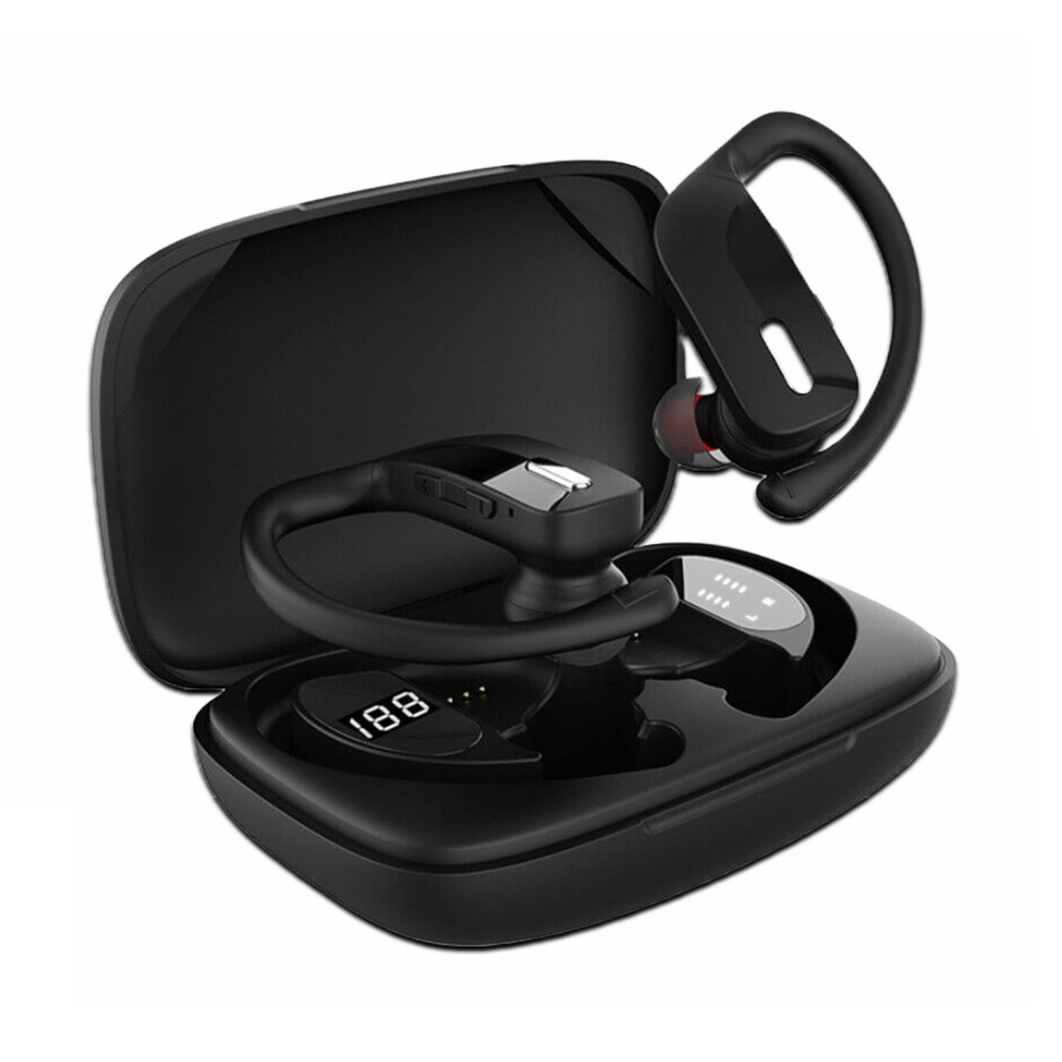 Wireless Earbuds Bluetooth Headphones Sport Earphones with LED Display Over-Ear Buds with Earhooks Built-in Mic Headset for Workout