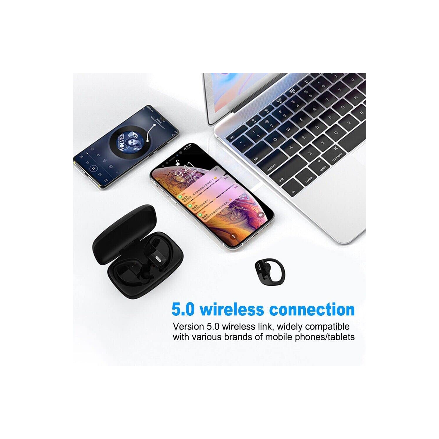 Wireless Earbuds Bluetooth Headphones Sport Earphones with LED Display Over-Ear Buds with Earhooks Built-in Mic Headset for Workout