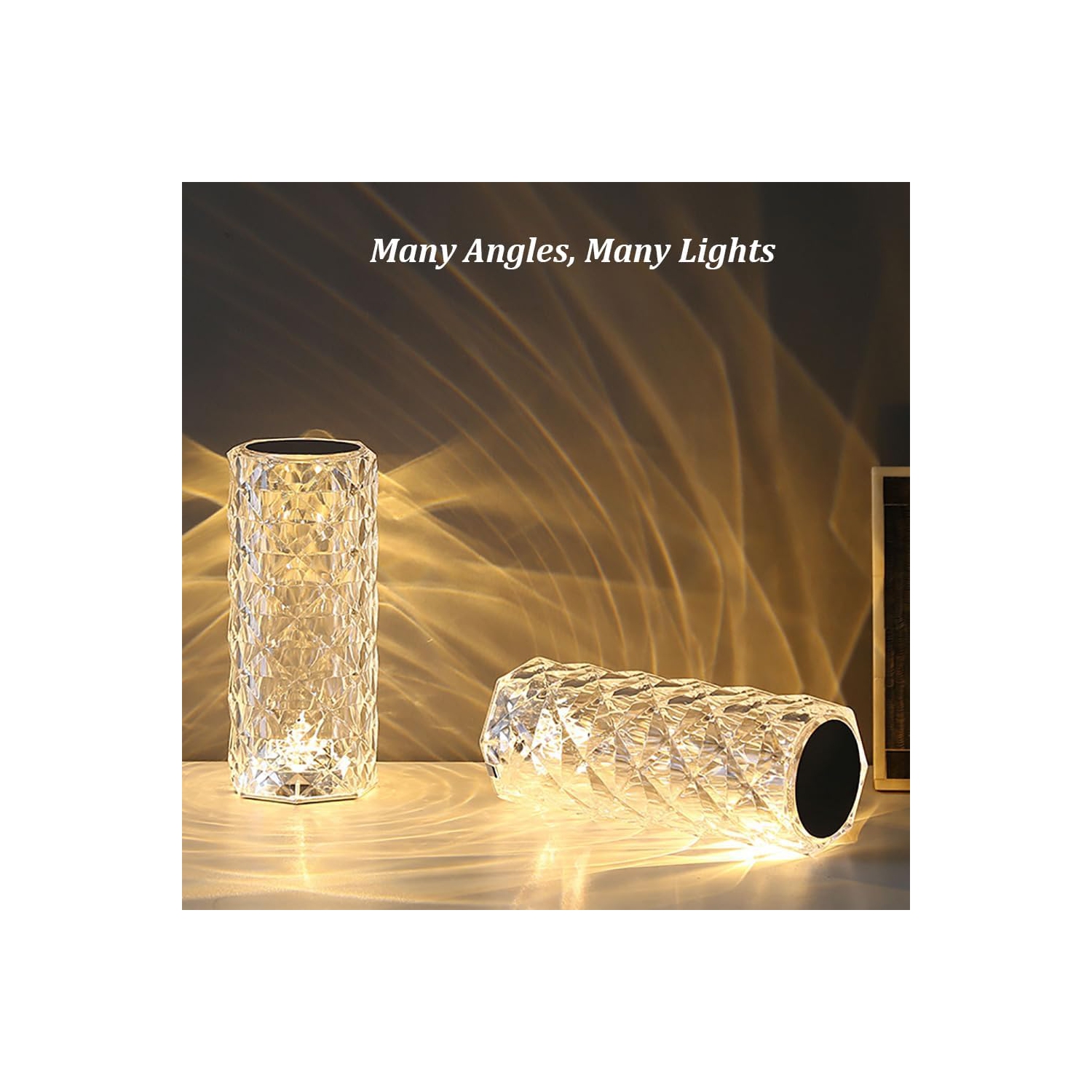 Hot-selling crystal rose lamp decoration, table lamp bedroom internet celebrity atmosphere, bedside touch control rechargeable night light,